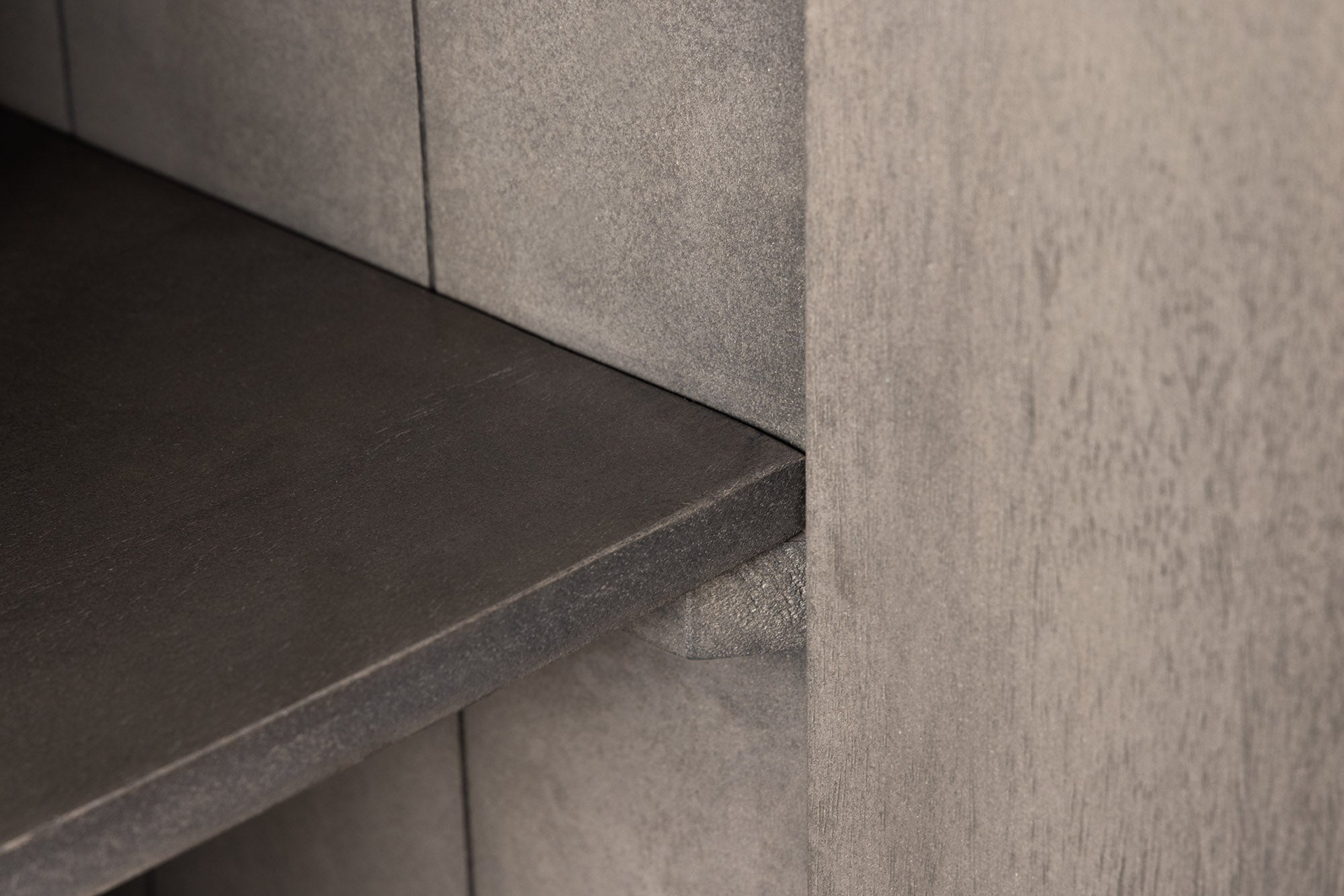 Buffet massif ART DECO 170cm bois de manguier gris façade 3D