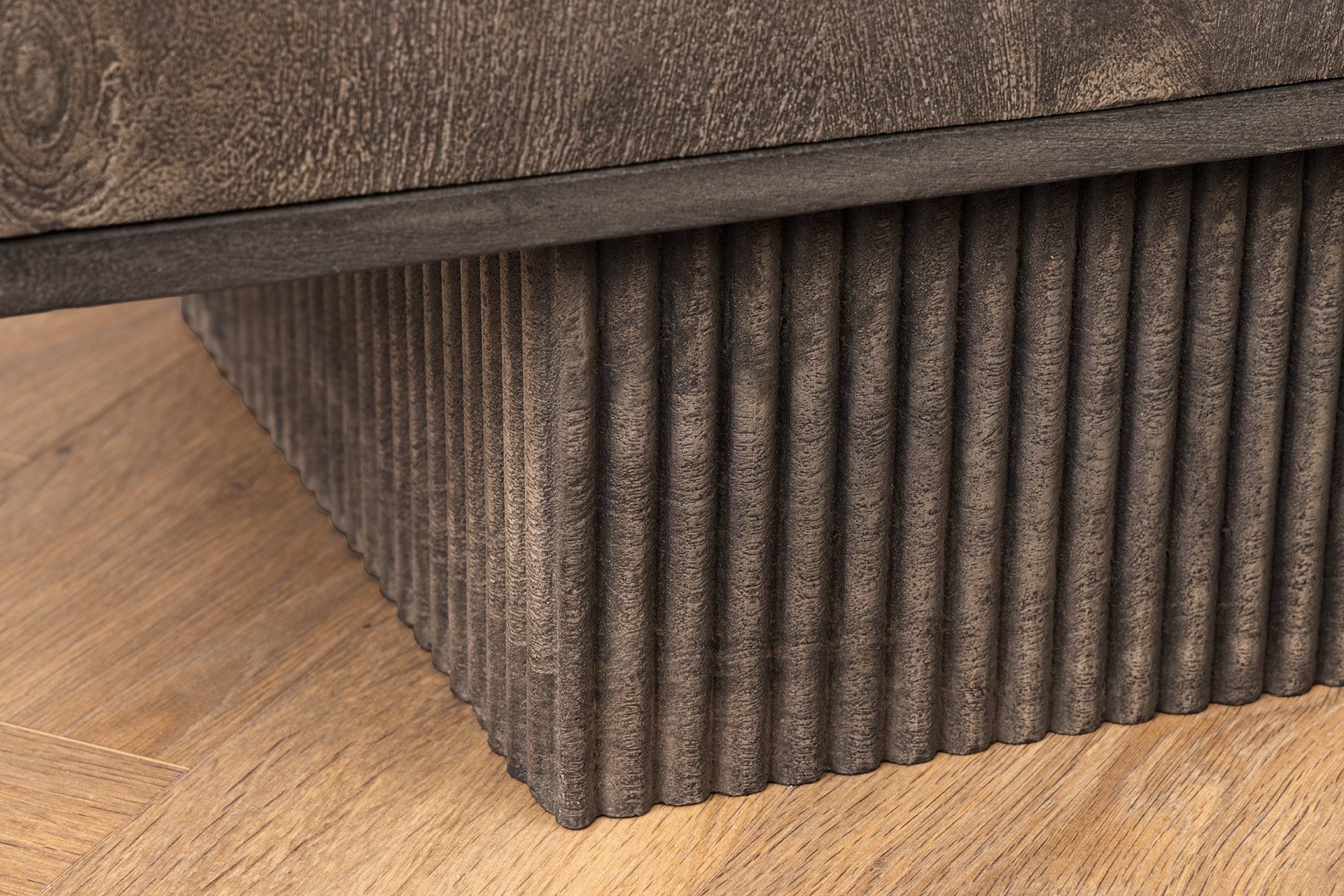 Buffet massif ART DECO 170cm bois de manguier gris façade 3D