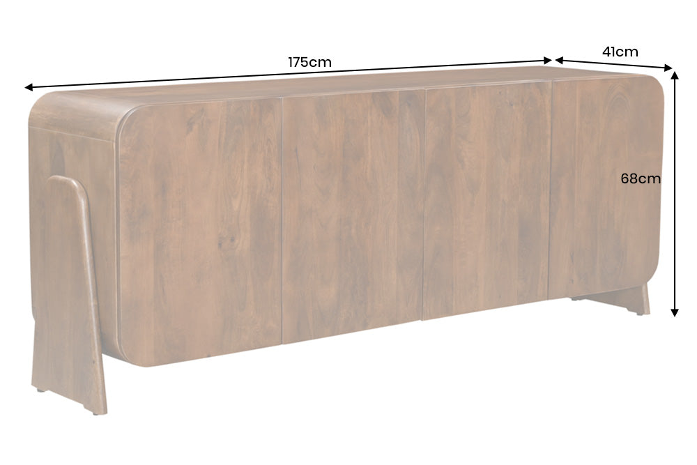 Buffet massif BRASIL 175cm en manguier marron six compartiments