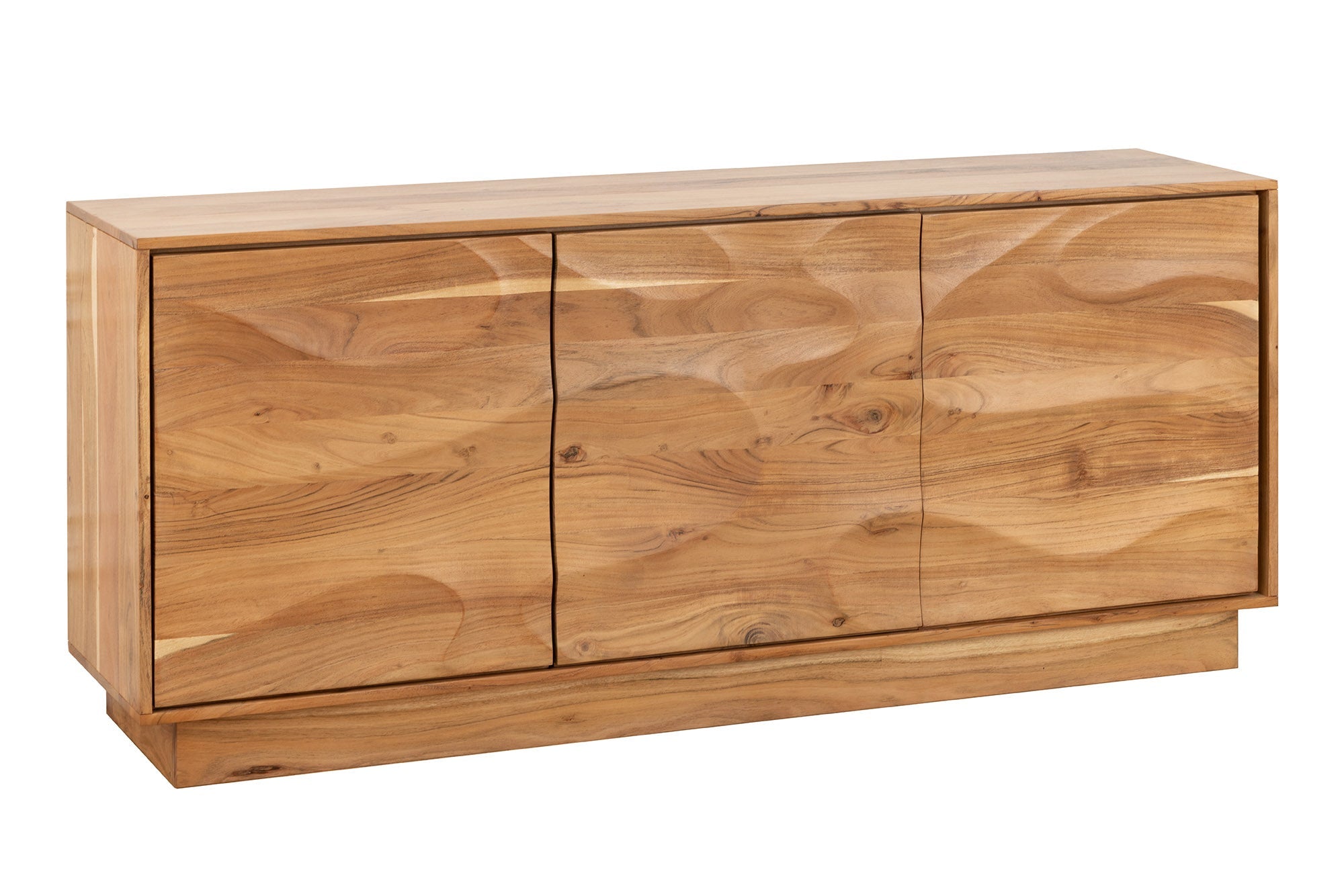 Buffet massif DESERT 160cm bois d’acacia beige sable façade 3D