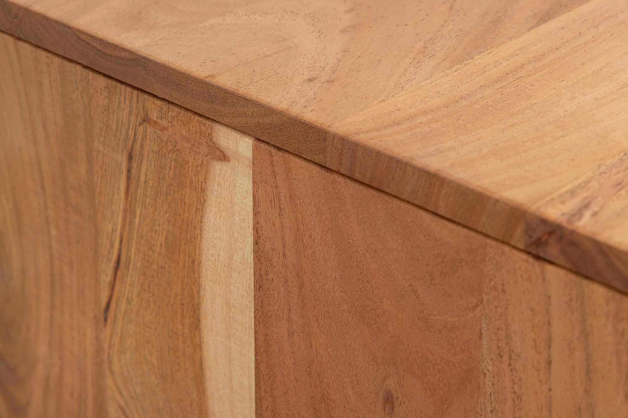 Buffet massif DESERT 160cm bois d’acacia beige sable façade 3D