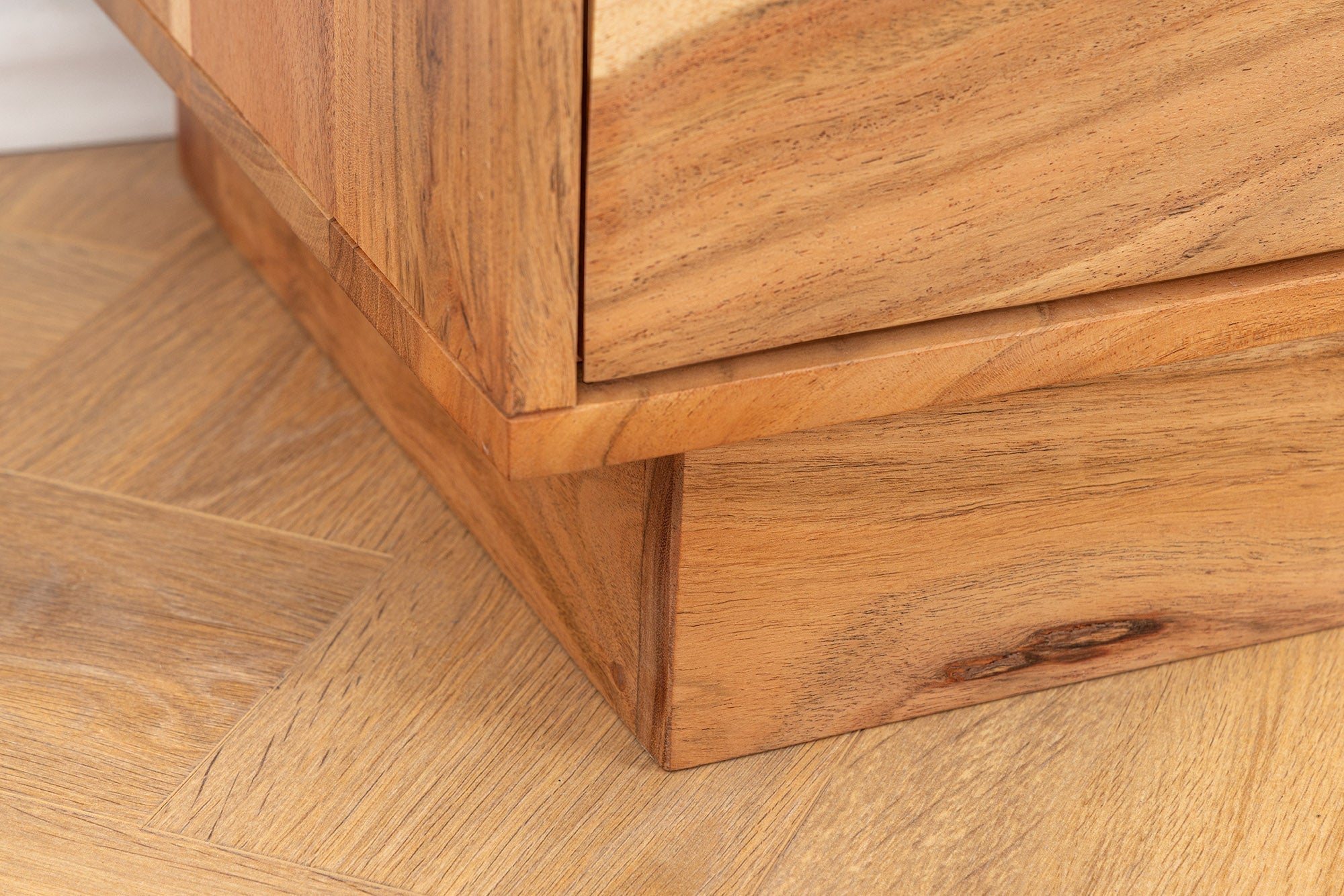 Buffet massif DESERT 160cm bois d’acacia beige sable façade 3D