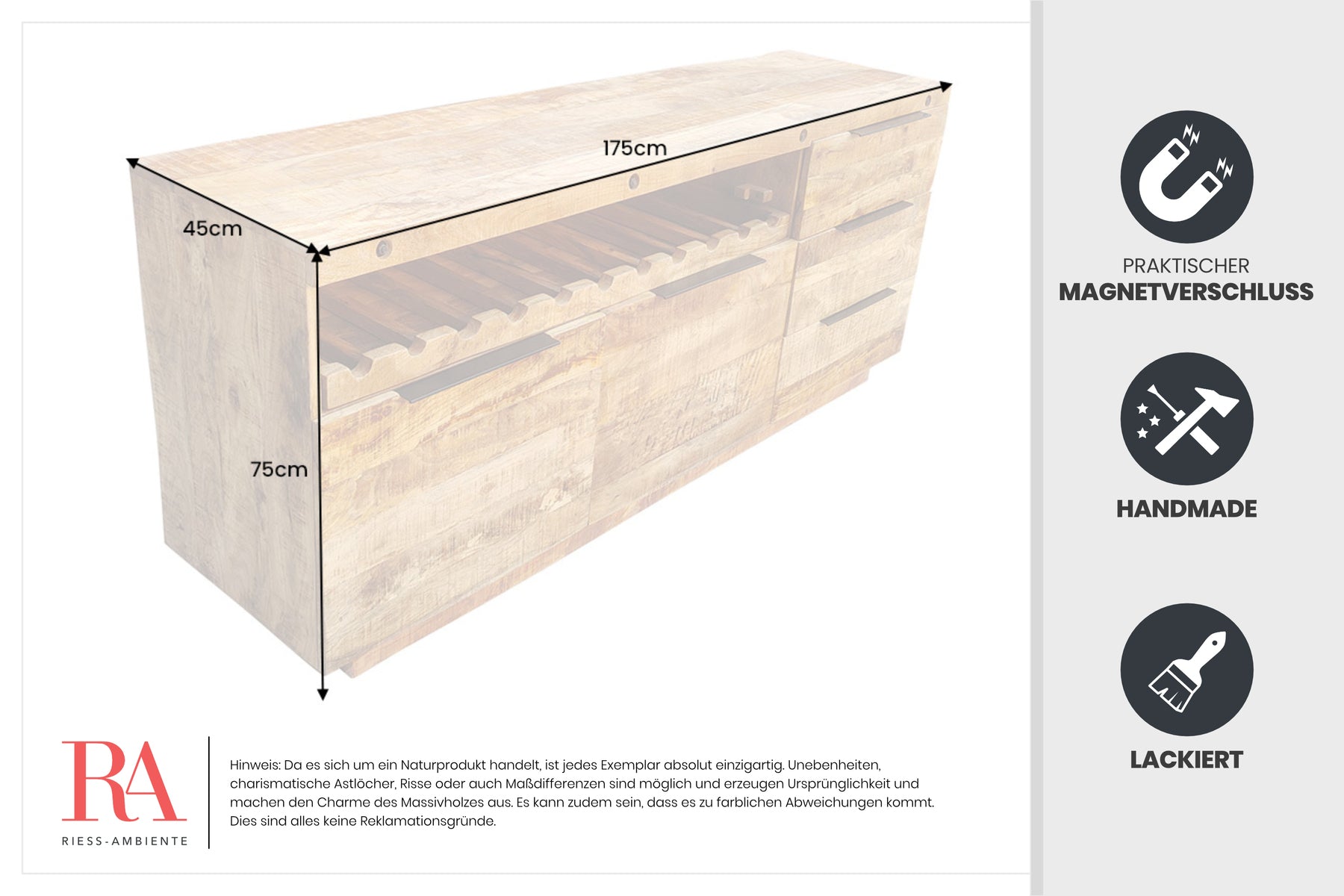 Dimensions de la table