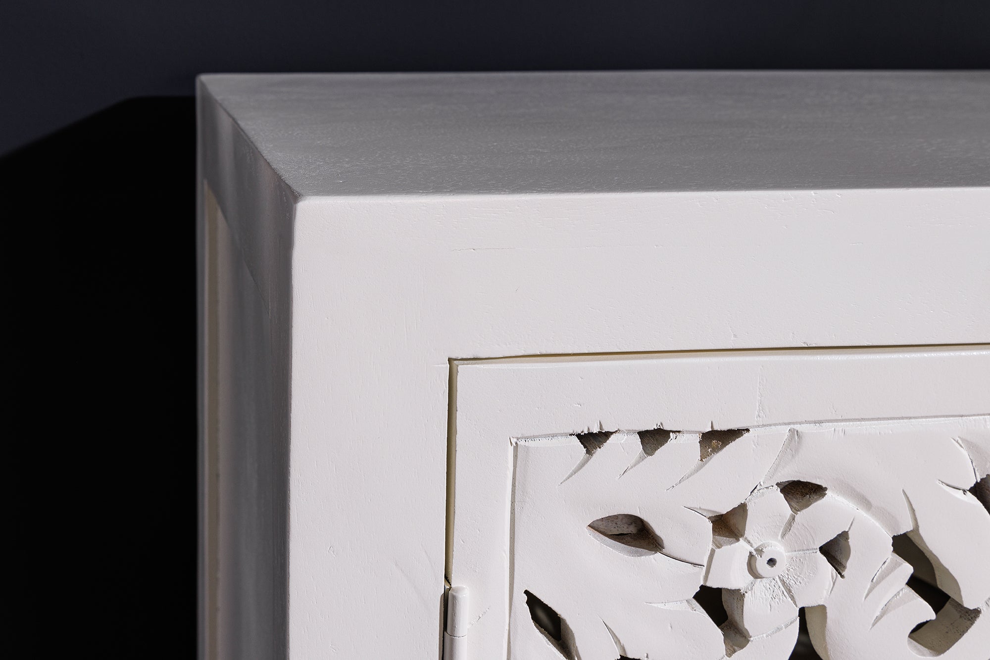 Buffet massif MARRAKESCH 170cm en manguier blanc avec décoration faite main
