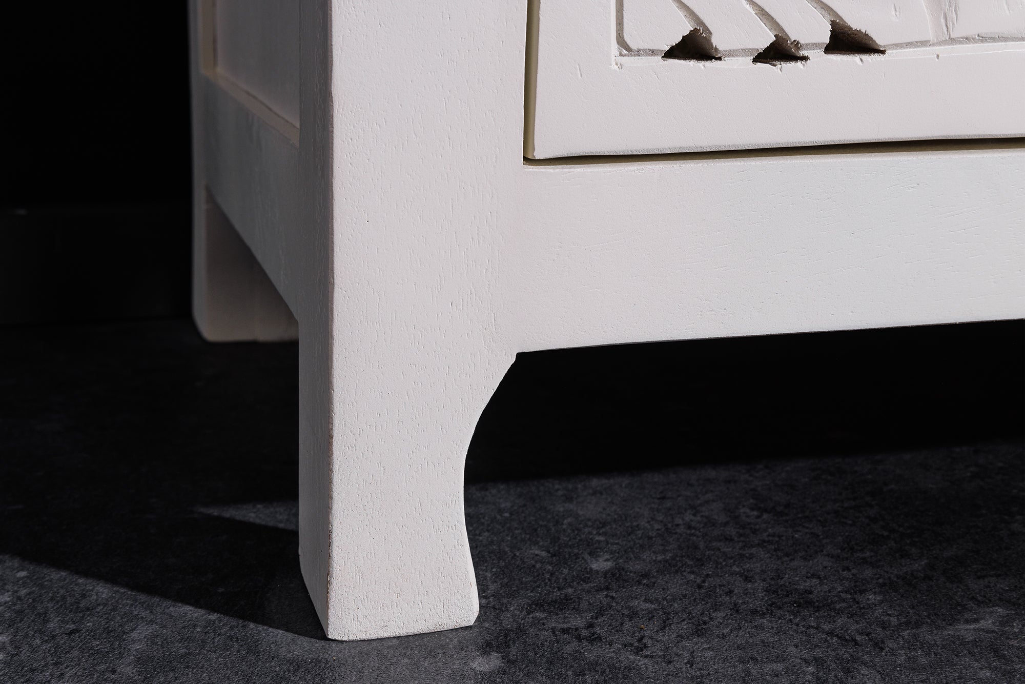 Buffet massif MARRAKESCH 170cm en manguier blanc avec décoration faite main