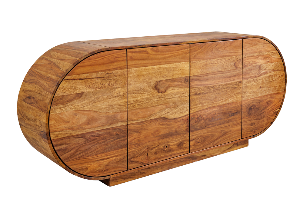 Buffet massif ORGANIKO 180cm bois de sesham marron finition pierre ovale
