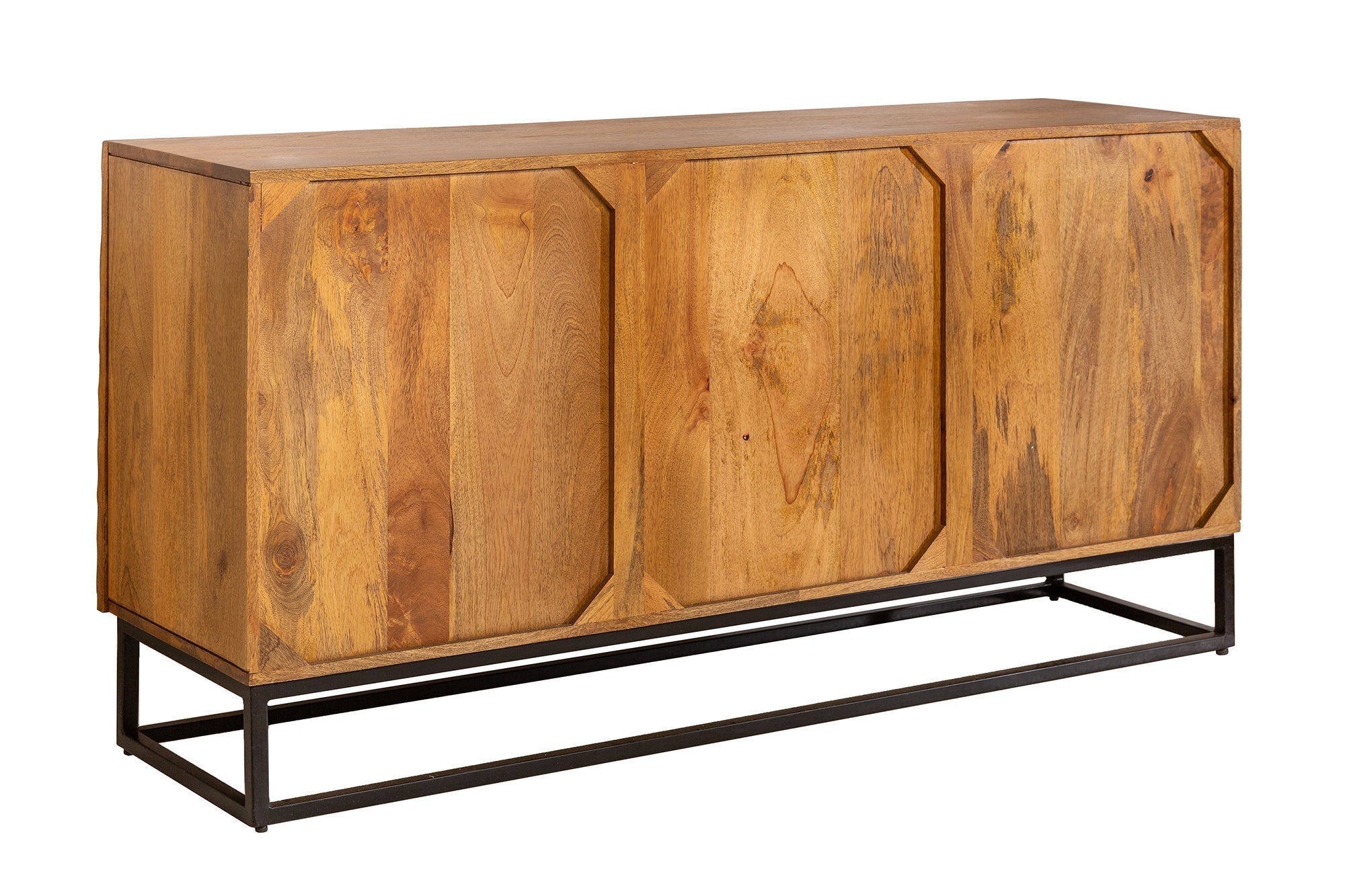 Buffet massif SCORPION 140cm en bois de manguier marron avec sculptures 3D élaborées
