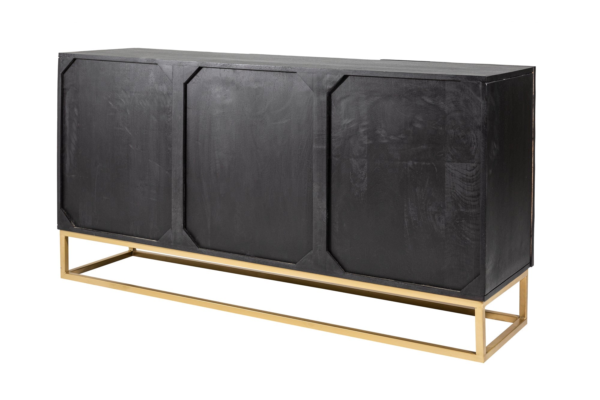 Buffet massif SCORPION 140cm en bois de manguier noir avec sculptures 3D élaborées
