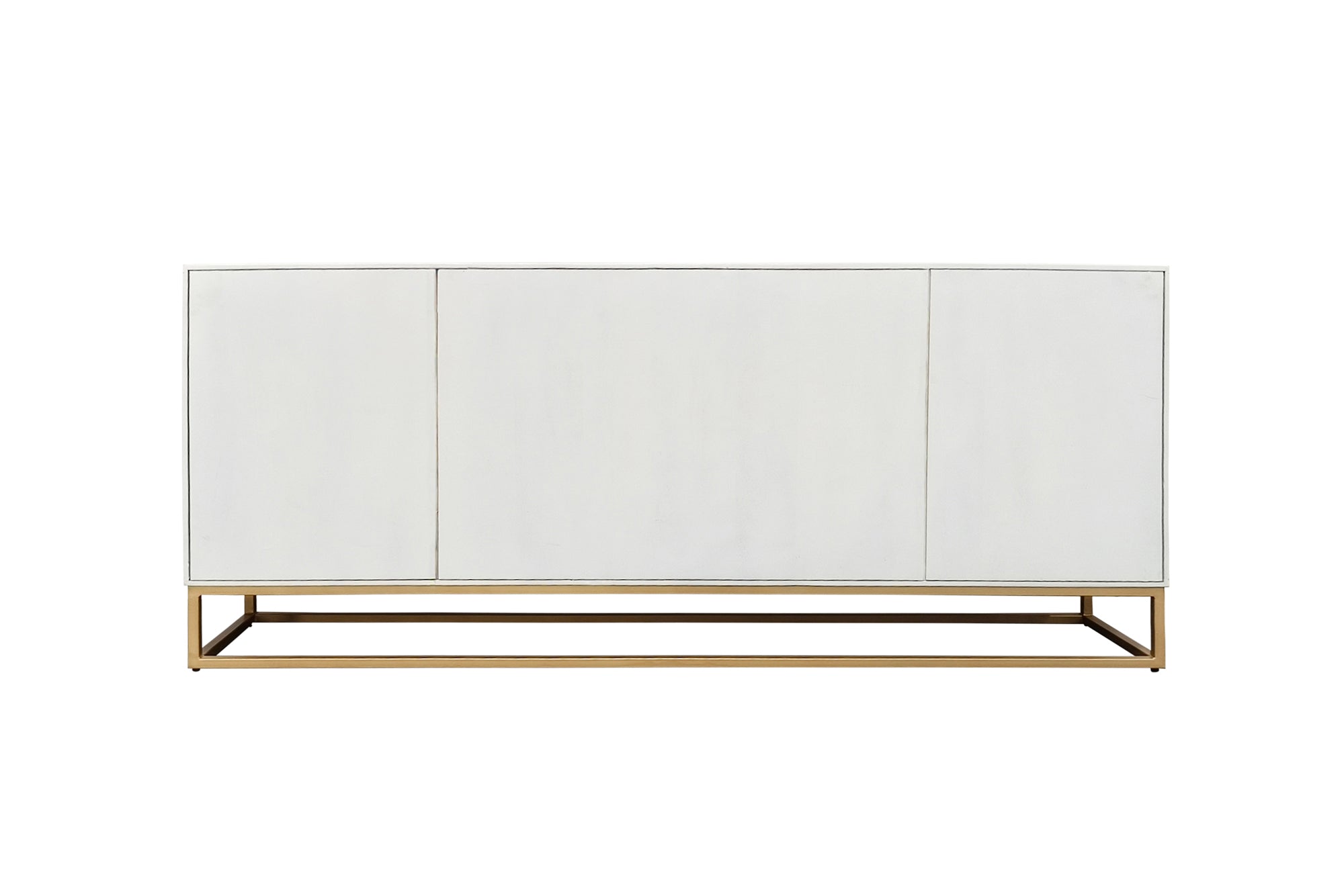 Buffet massif SCORPION 180cm bois de manguier blanc métal doré sculptures 3D