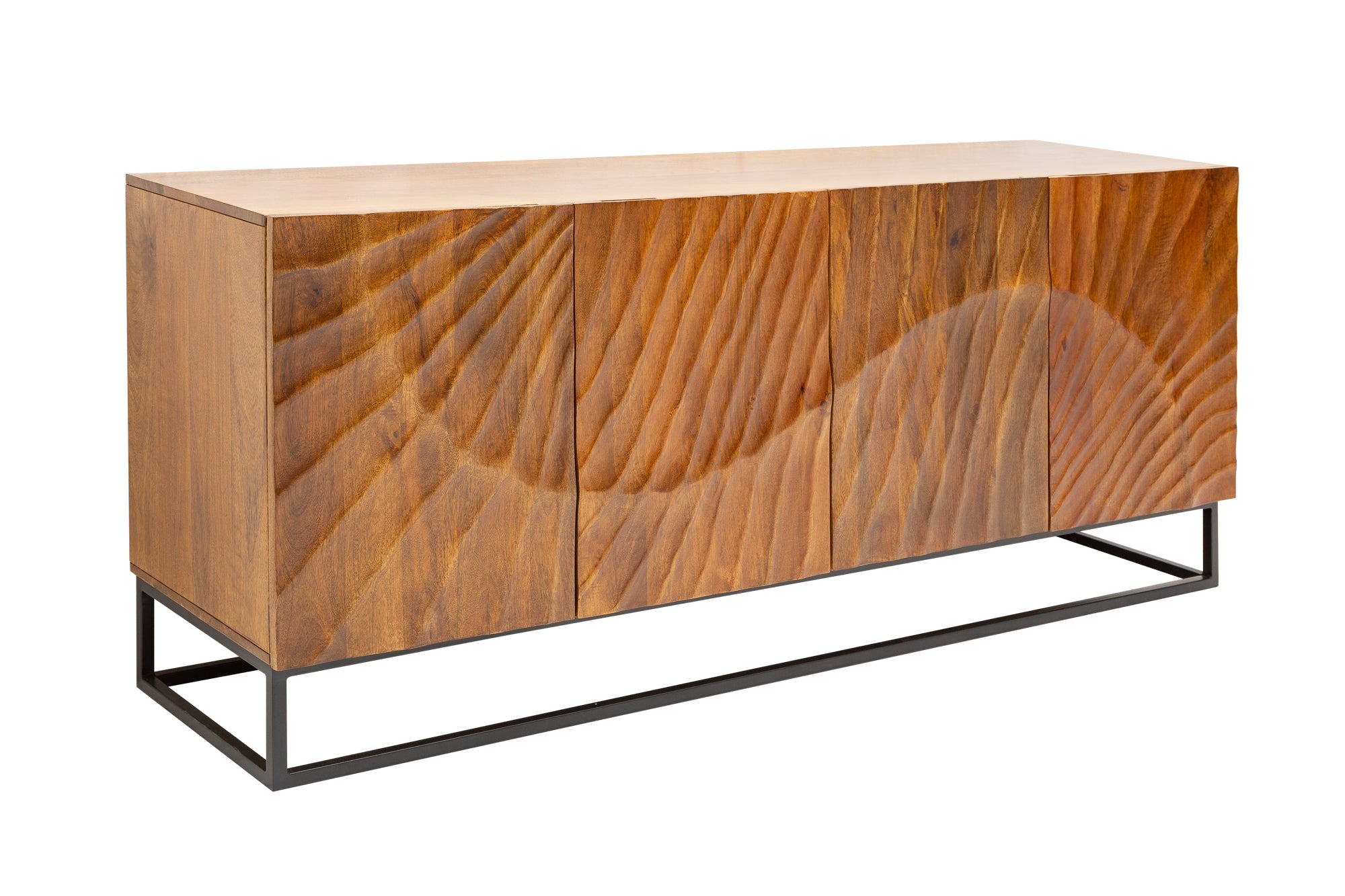 Buffet massif SCORPION 180cm en bois de manguier marron avec sculptures 3D élaborées