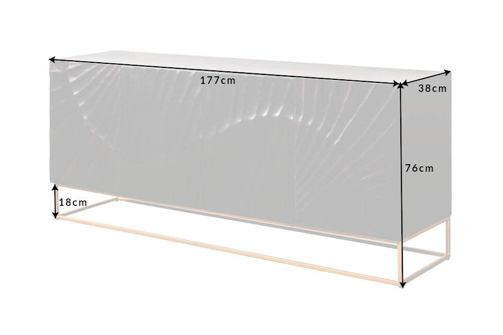 Buffet massif SCORPION 180cm en bois de manguier noir avec sculptures 3D élaborées