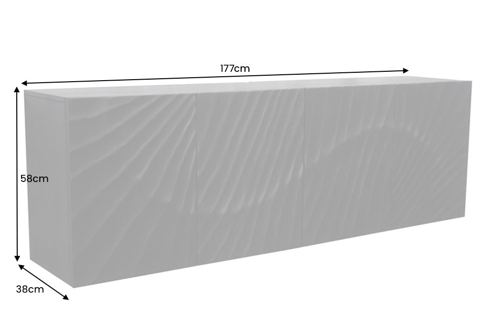 Buffet massif SCORPION 180cm noir suspendu en manguier design 3D
