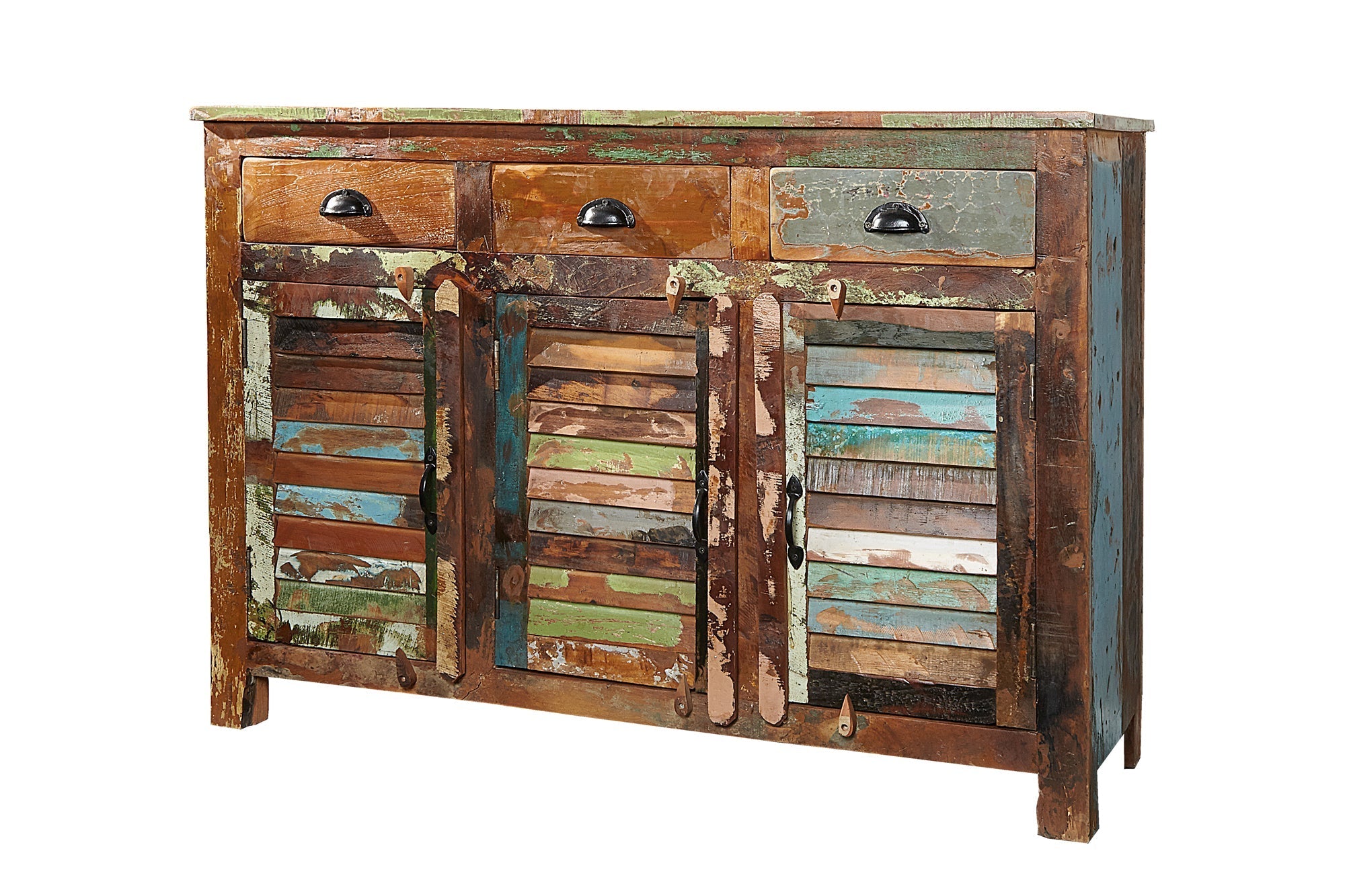 Buffet unique JAKARTA 125cm en bois massif recyclé provenant de bateaux de pêche