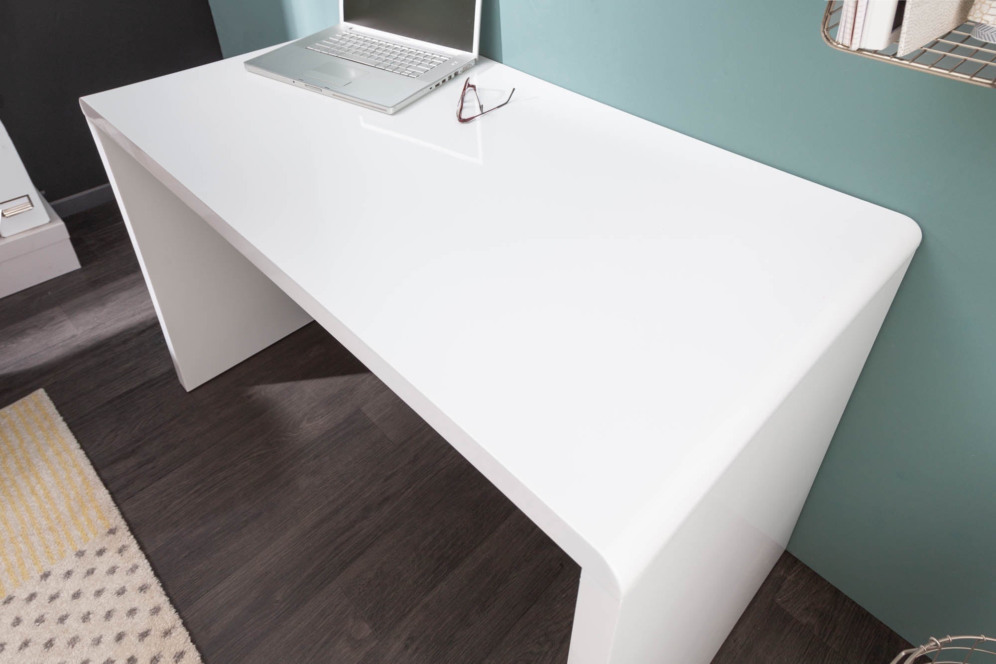 Bureau design FAST TRADE 120cm table de bureau blanc brillant