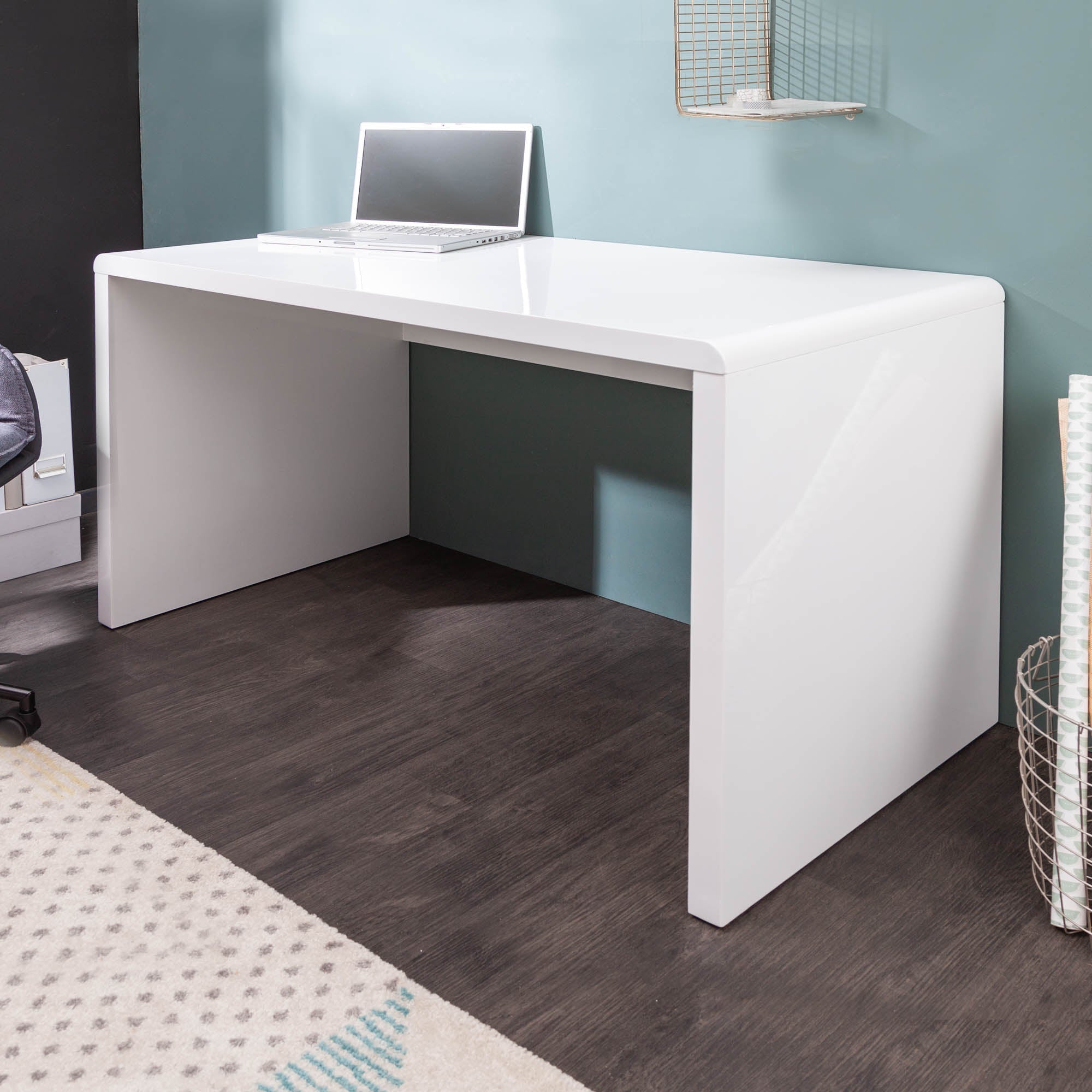 Bureau design FAST TRADE 120cm table de bureau blanc brillant