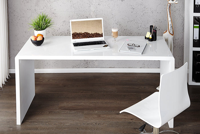 Bureau design FAST TRADE 140cm table de bureau blanc brillant