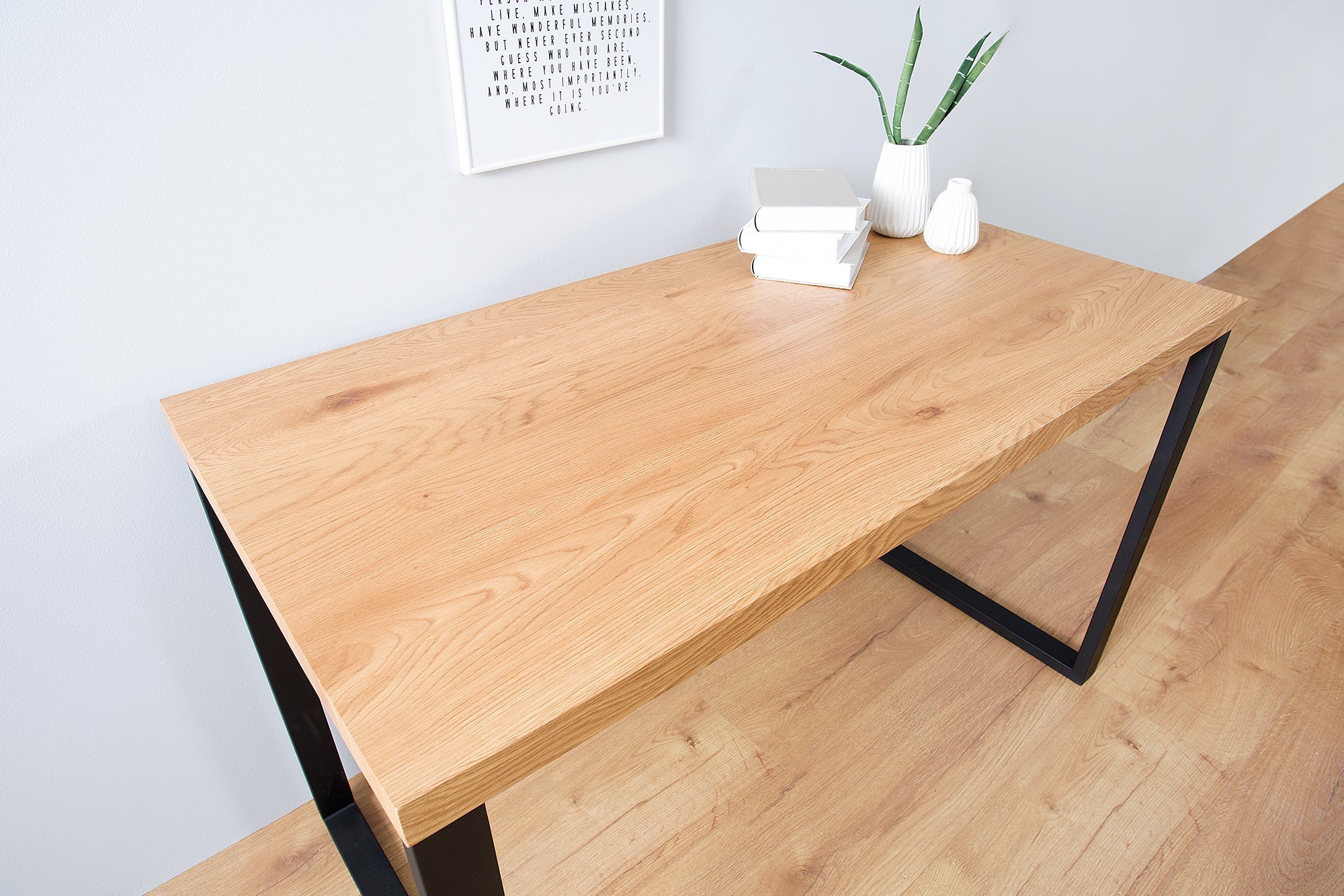 Bureau design OAK DESK 120cm chêne vintage structure métal noir
