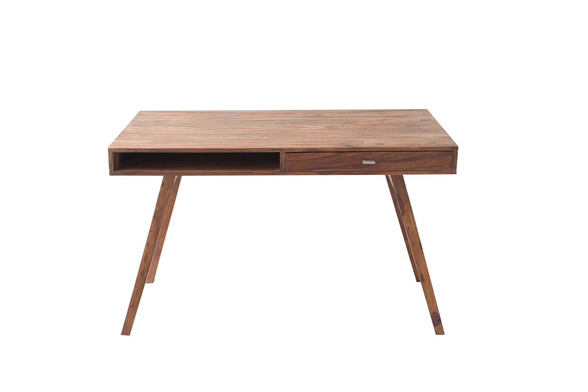 Bureau design RETRO 120cm bois de sheesham marron finition pierre design classique