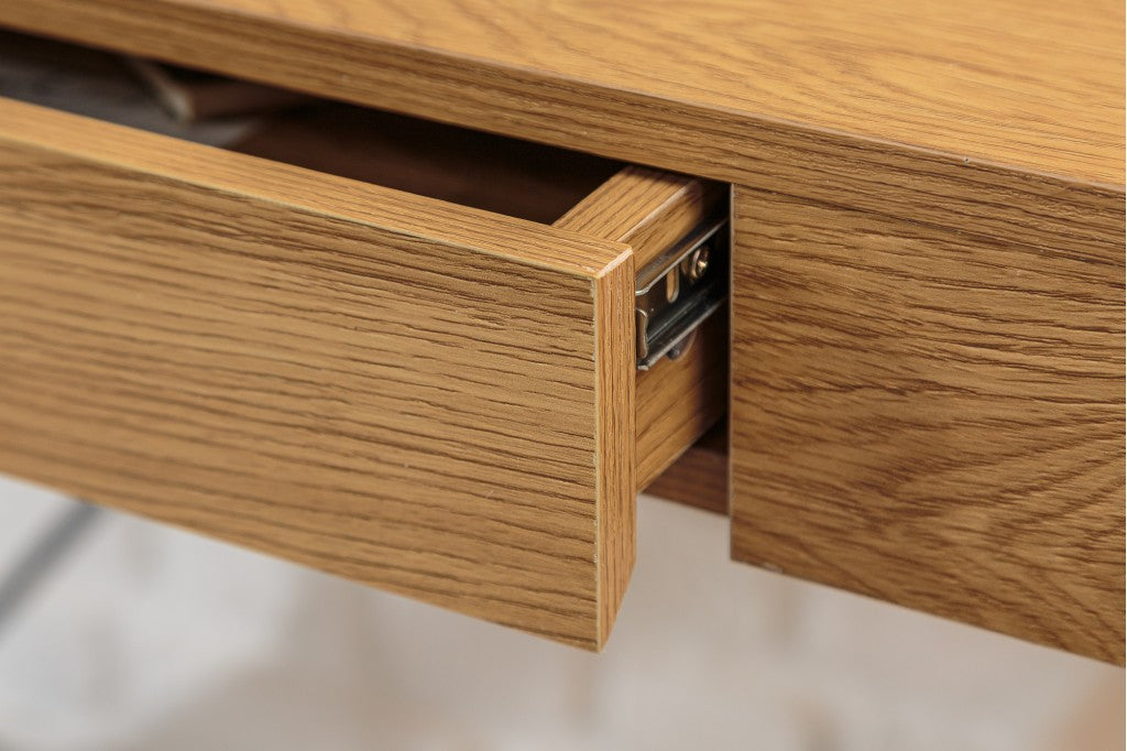 Bureau industriel STUDIO 110cm aspect chêne avec tiroir