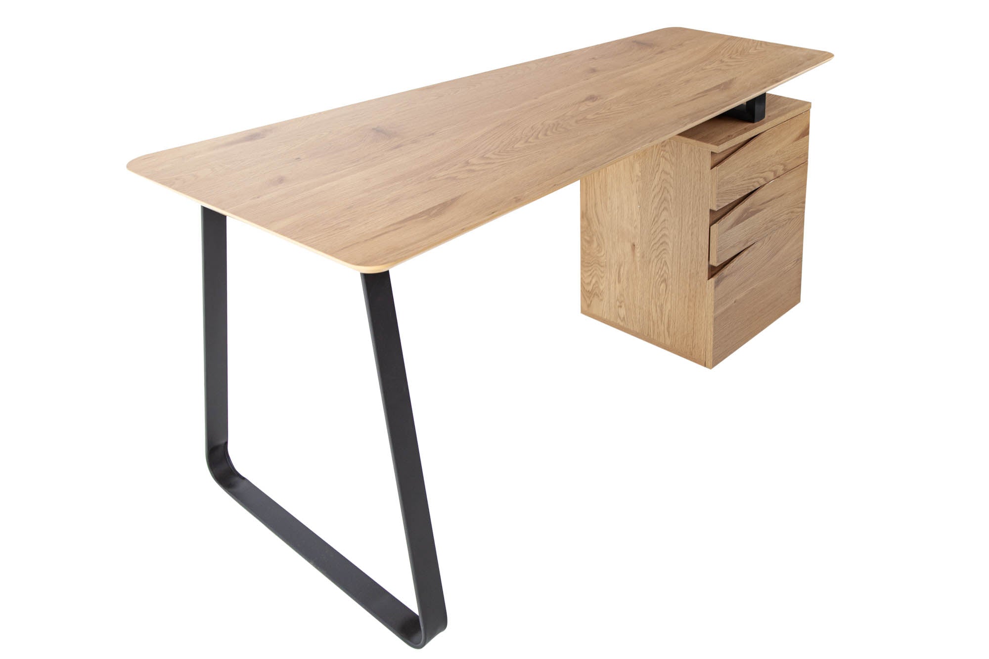 Bureau industriel STUDIO 160cm aspect chêne avec 3 tiroirs