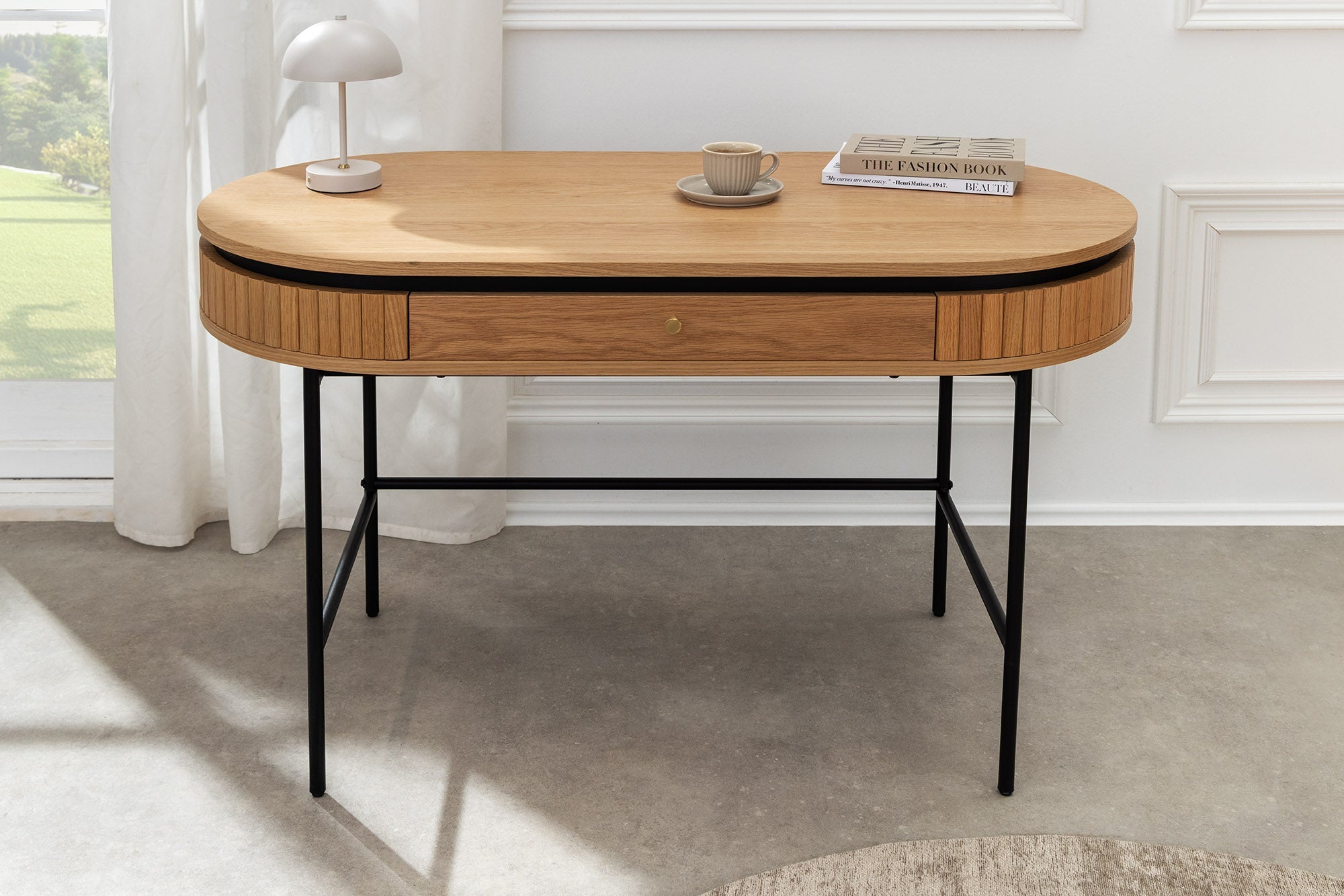 Bureau moderne ATELIER table console 120cm chêne naturel noir avec tiroir