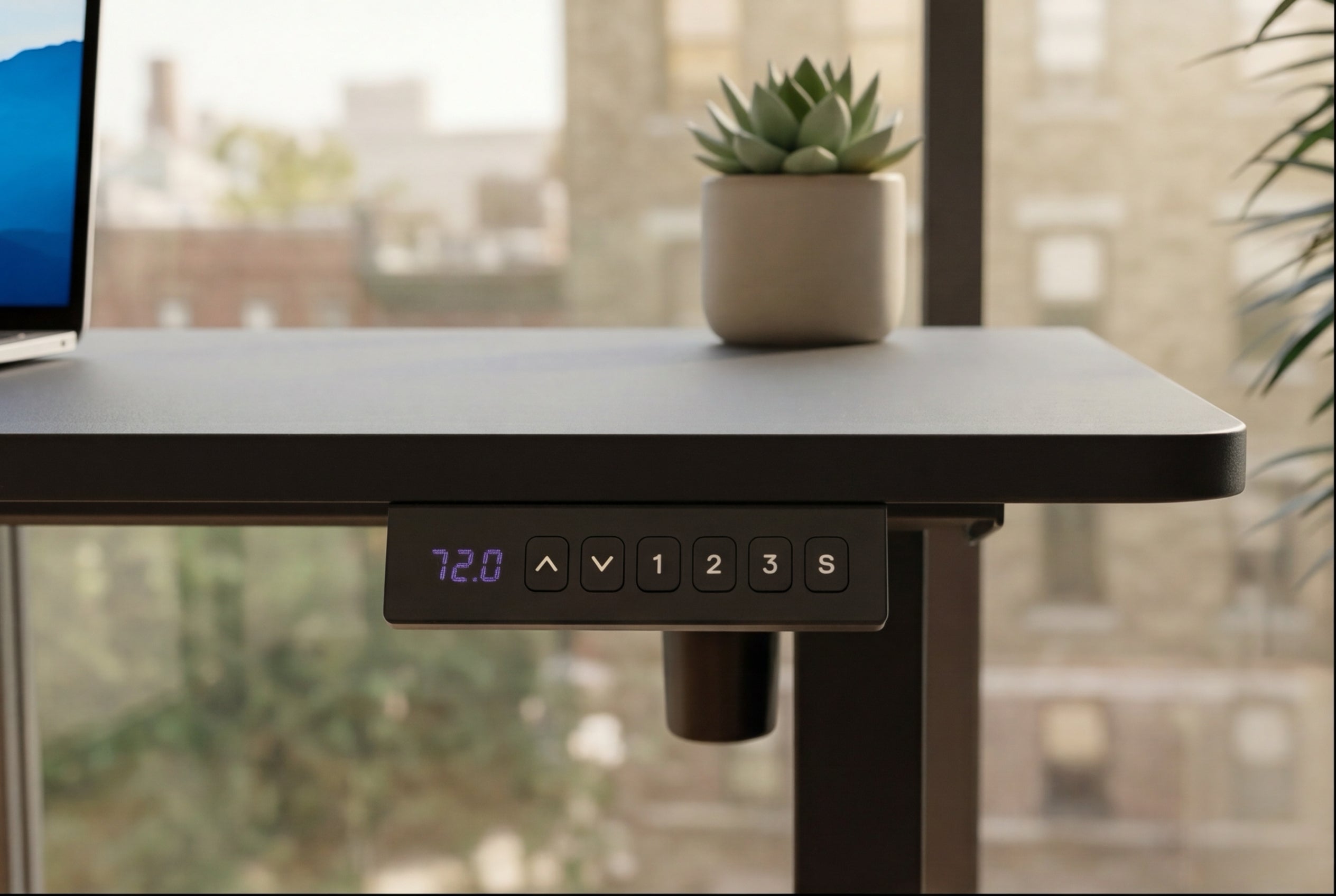Bureau réglable en hauteur BLACK DESK 140cm structure métal noir anthracite