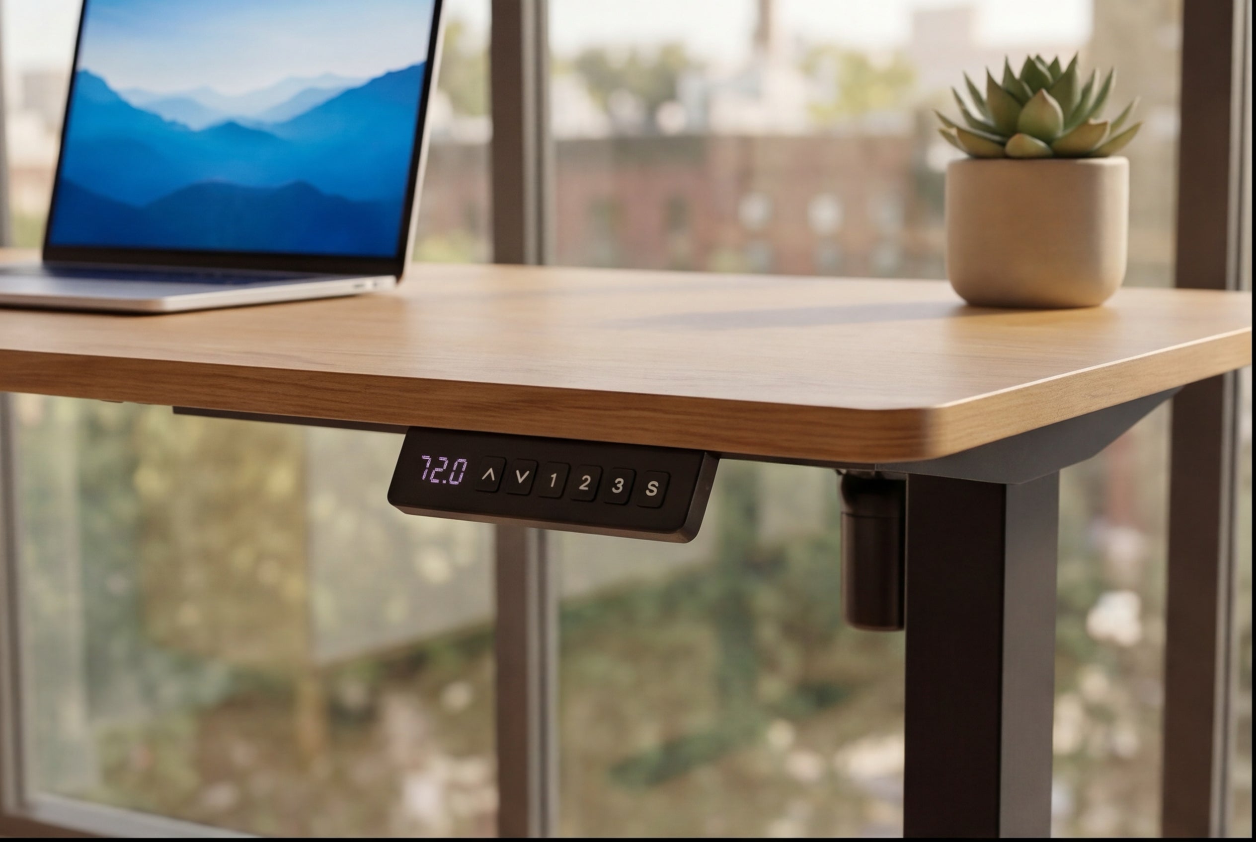 Bureau réglable en hauteur OAK DESK 120cm chêne naturel métal noir