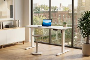 Bureau réglable en hauteur WHITE DESK Table de bureau structure métal blanc 140 cm