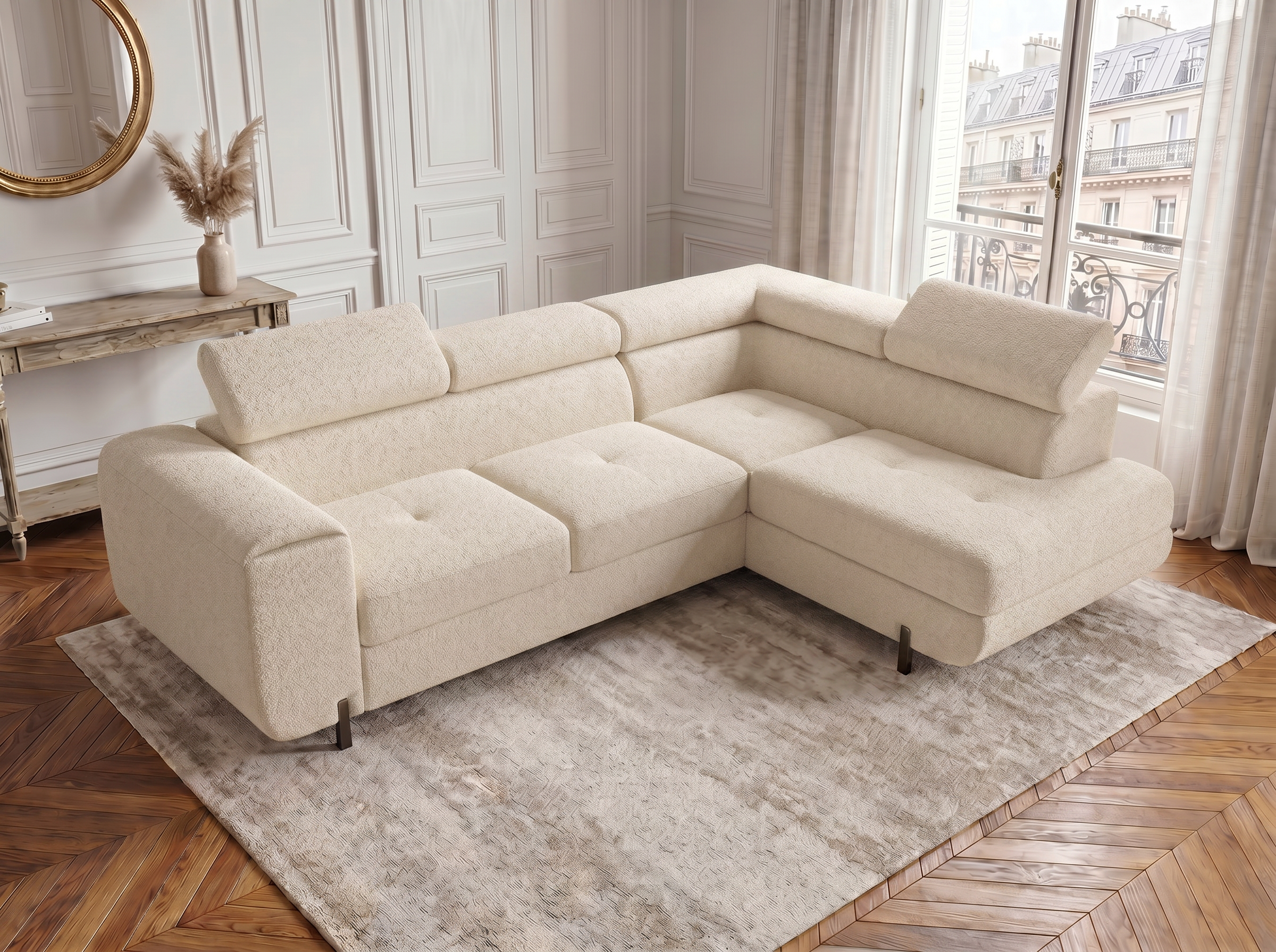 Canapé d'angle convertible Iéna – Boucle beige – photo 4