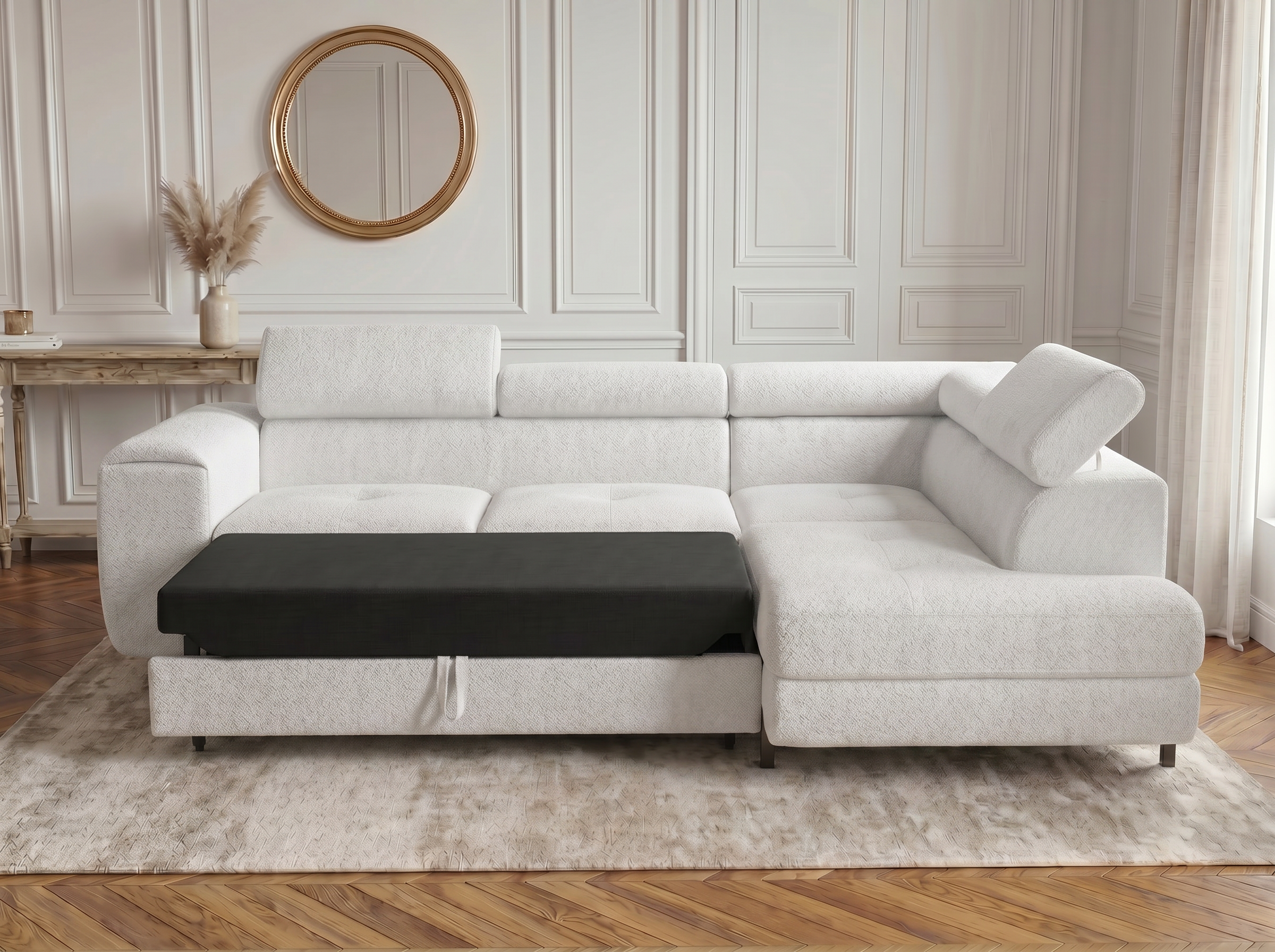 Canapé d'angle convertible Iéna – Boucle blanc – photo 2
