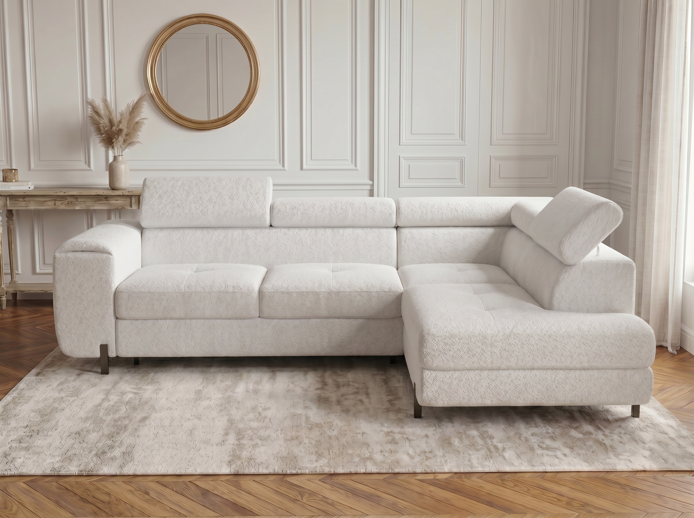 Canapé d'angle convertible Iéna – Boucle blanc – photo 3