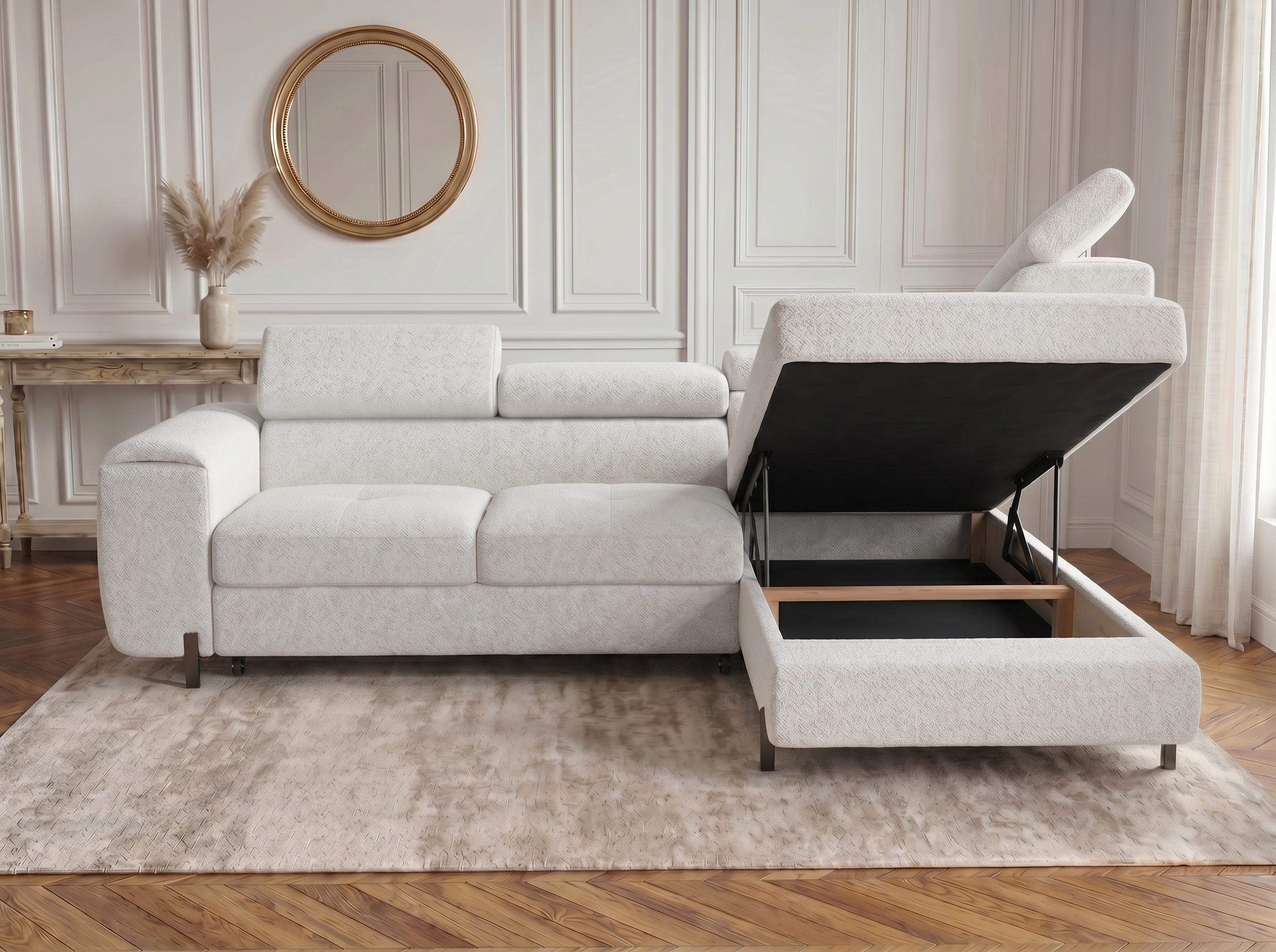 Canapé d'angle convertible Iéna – Boucle blanc – photo 5