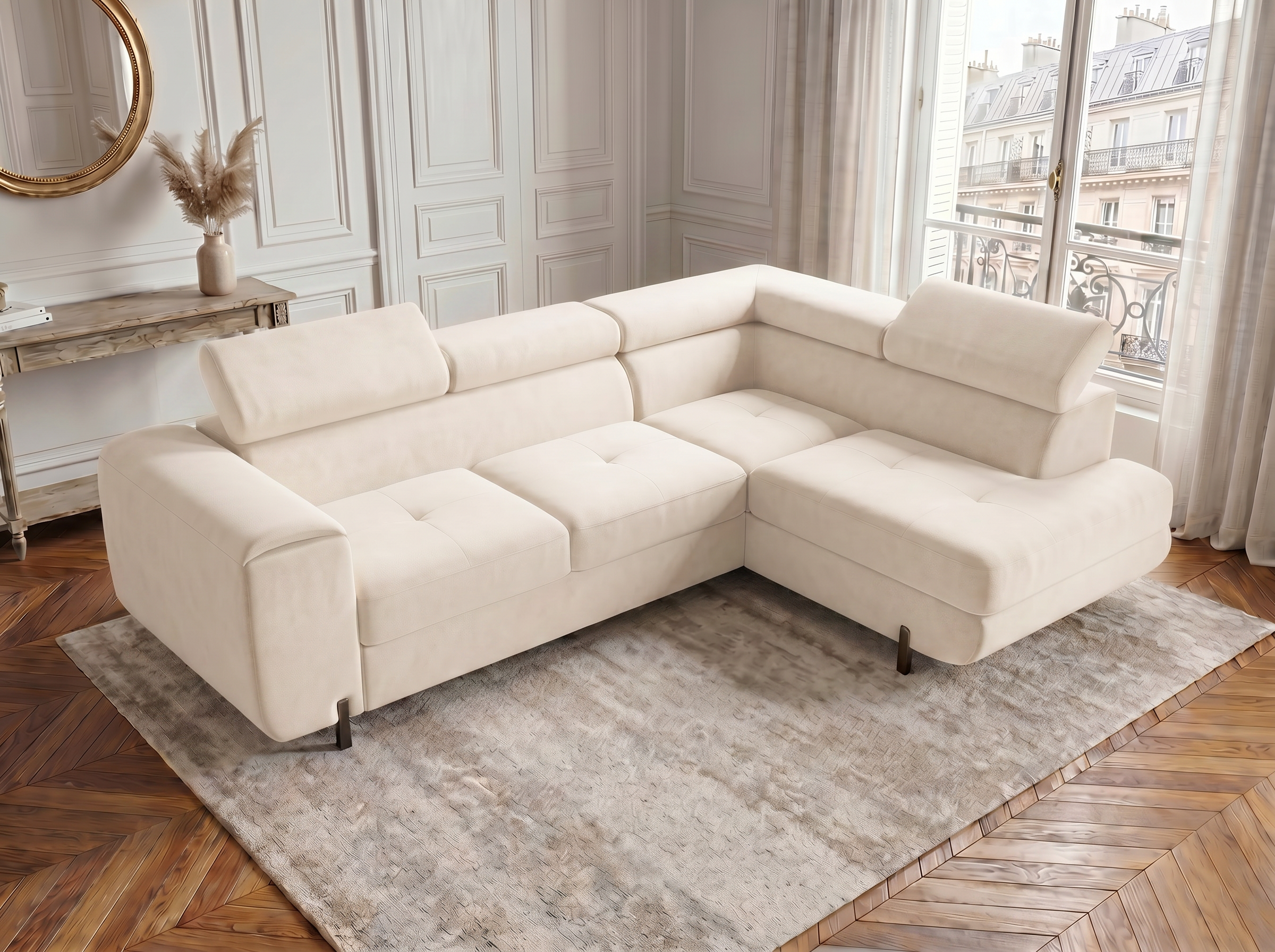 Canapé d'angle convertible Iéna – Velours beige – photo 7