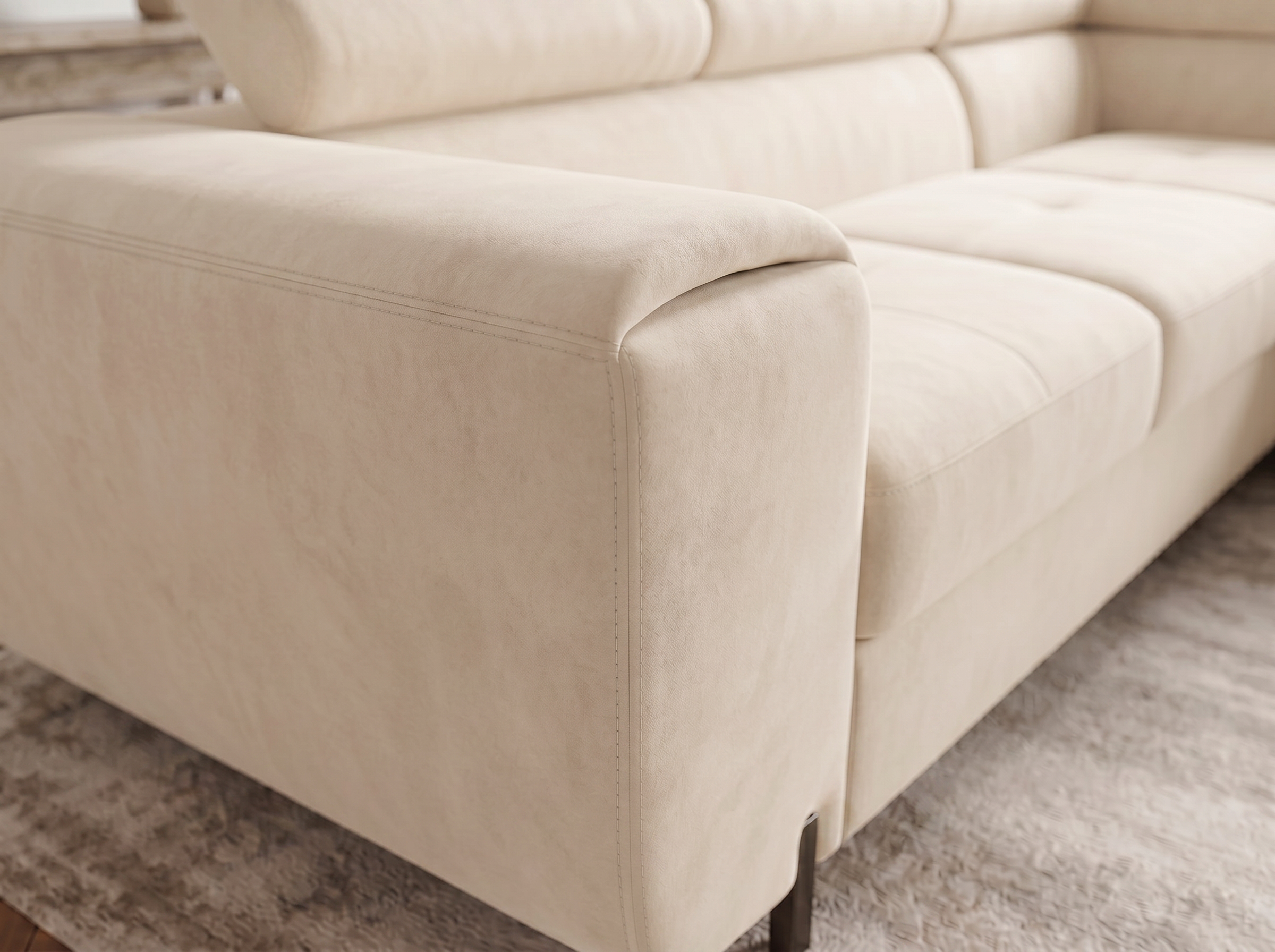 Canapé d'angle convertible Iéna – Velours beige – photo 8