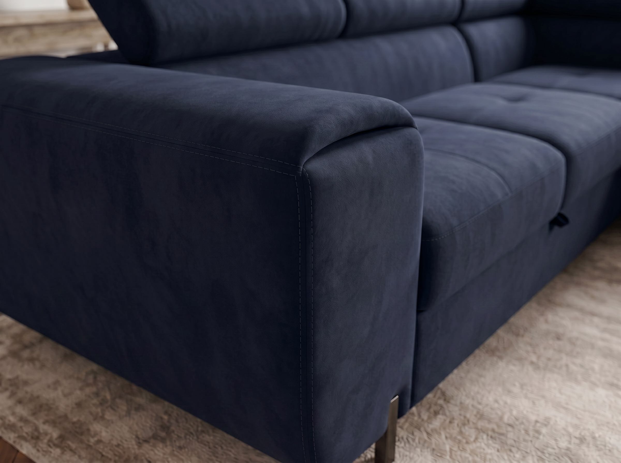 Canapé d'angle convertible Iéna – Velours bleu – photo 9