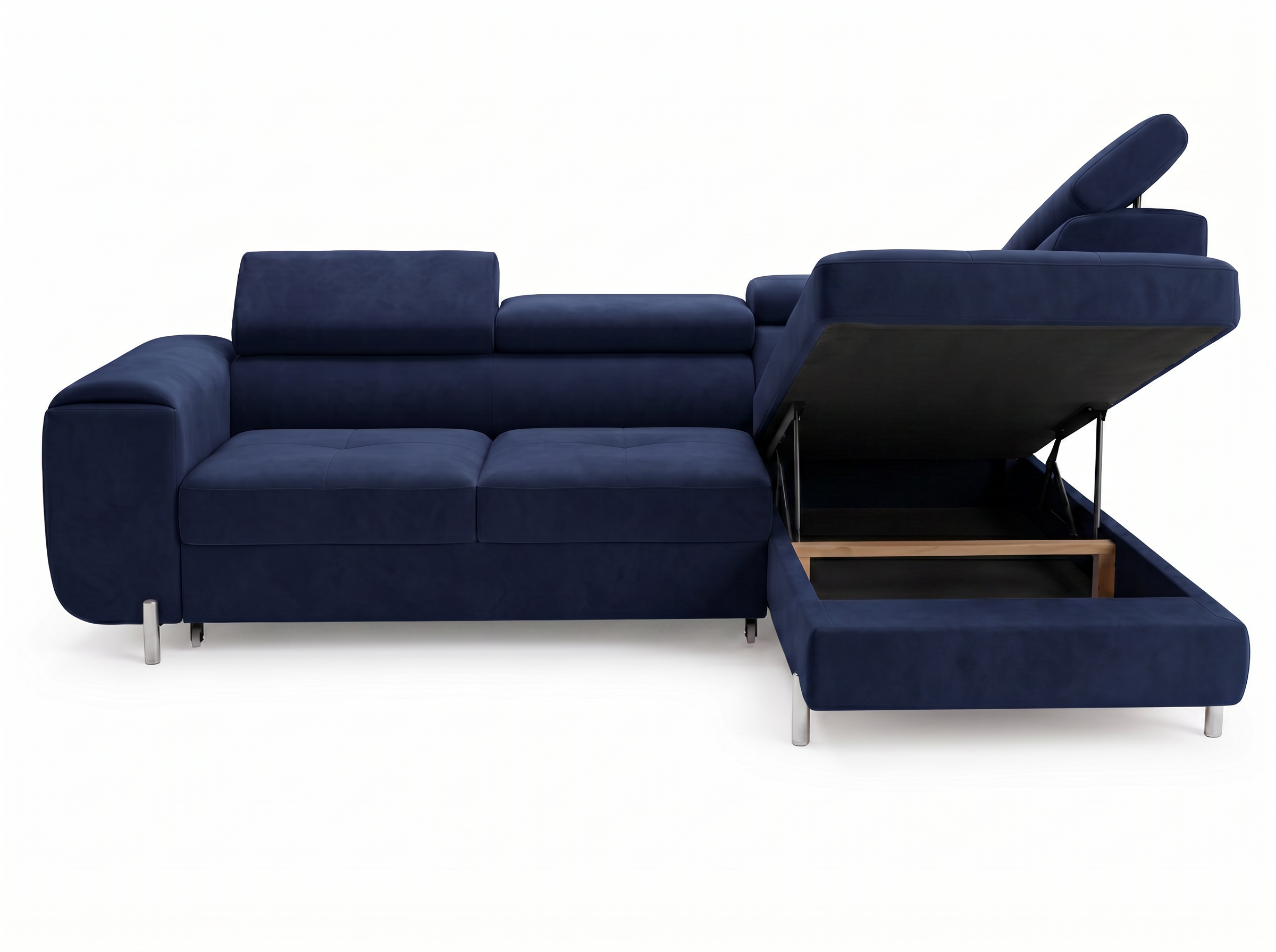 Canapé d'angle convertible Iéna – Velours bleu – photo 11