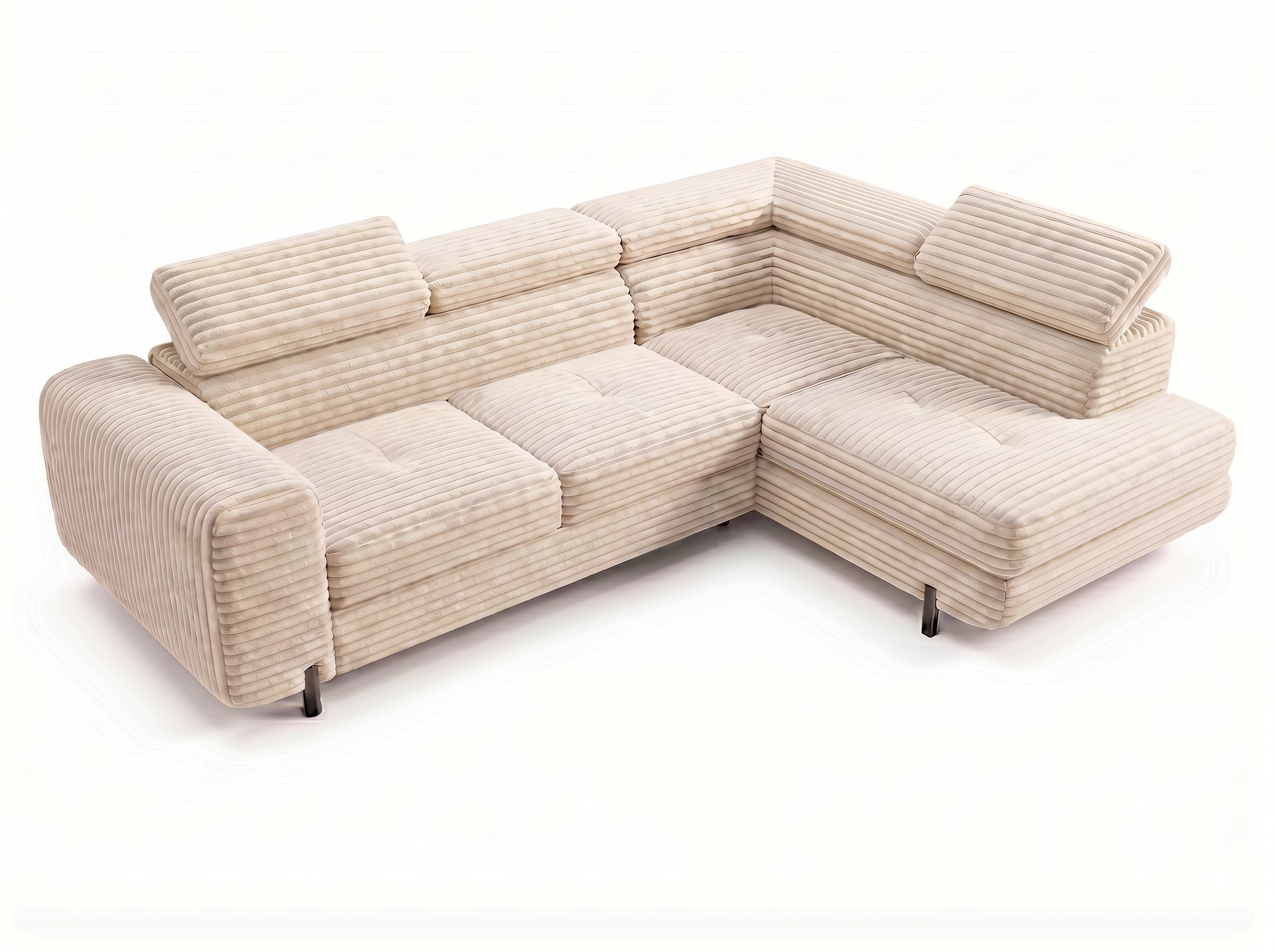 Canapé d'angle convertible Iéna – Velours côtelé épais beige – photo 11