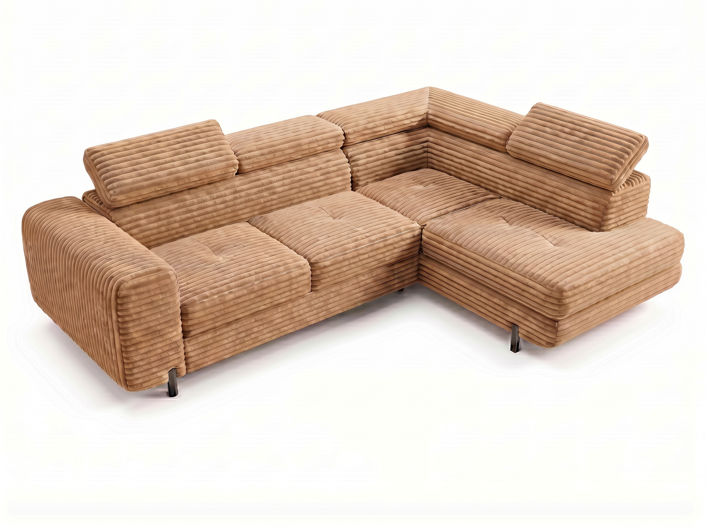 Canapé d'angle convertible Iéna – Velours côtelé épais terracotta – photo 11