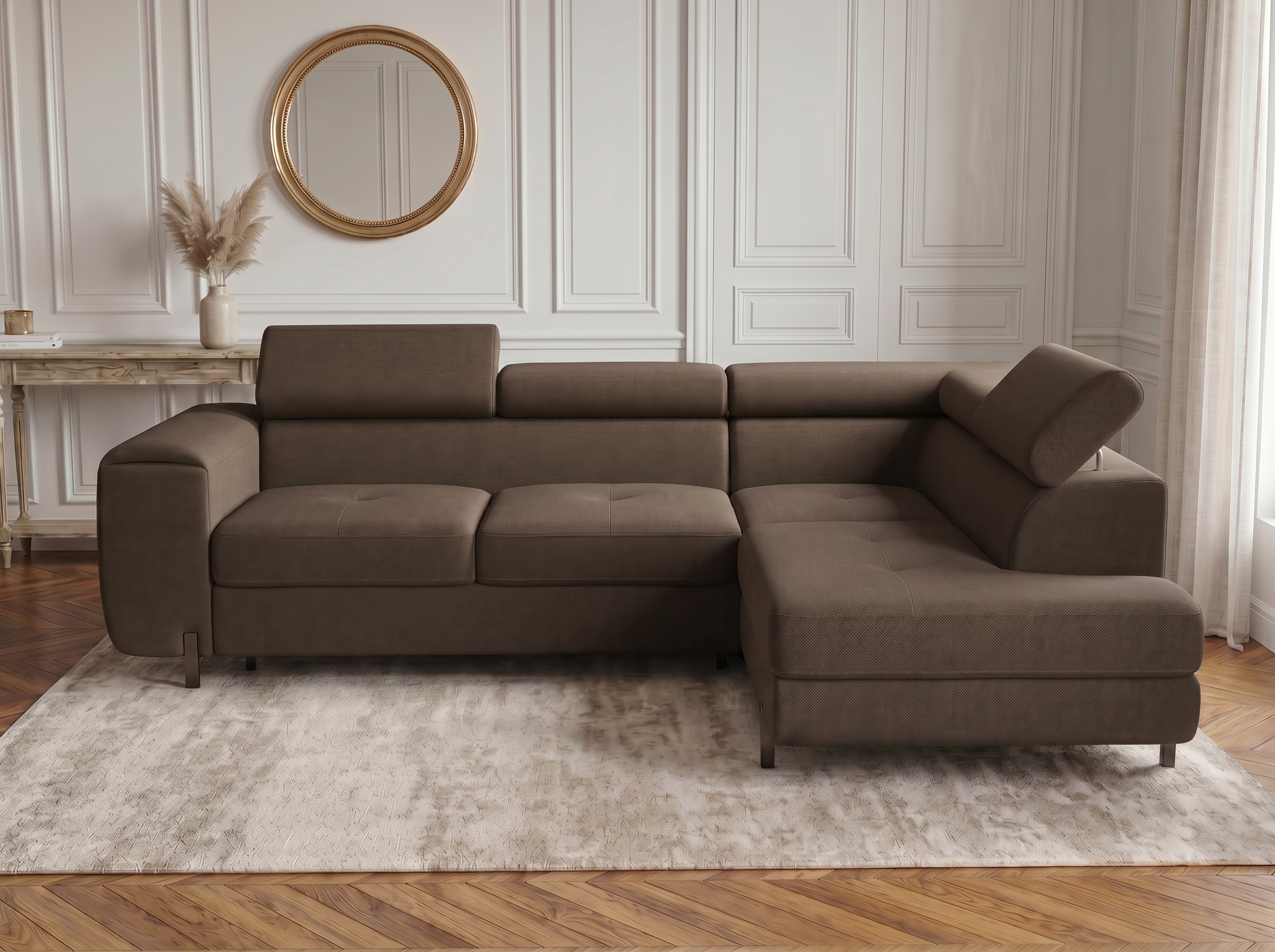 Canapé d'angle convertible Iéna – Velours marron – photo 3
