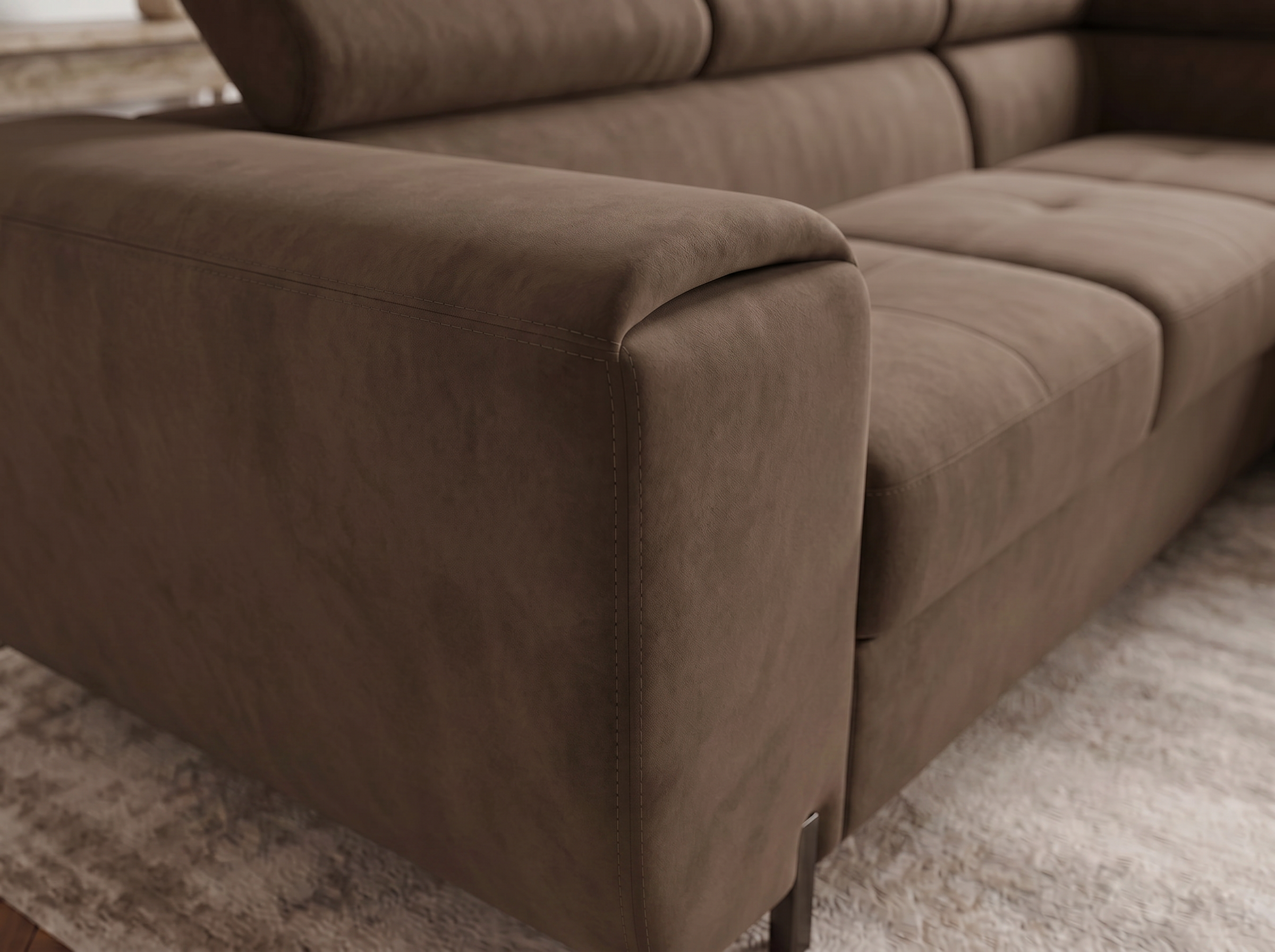 Canapé d'angle convertible Iéna – Velours marron – photo 8