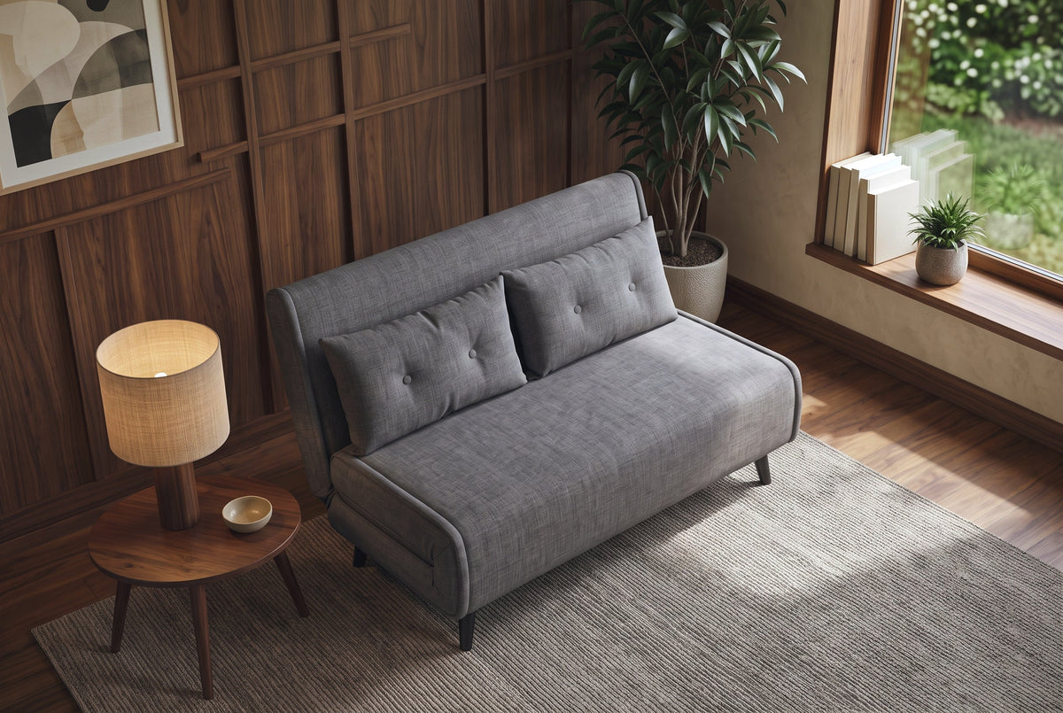 Canapé convertible 2 places SMART MULTIFUNCTION 140cm gris Vogue soie velours