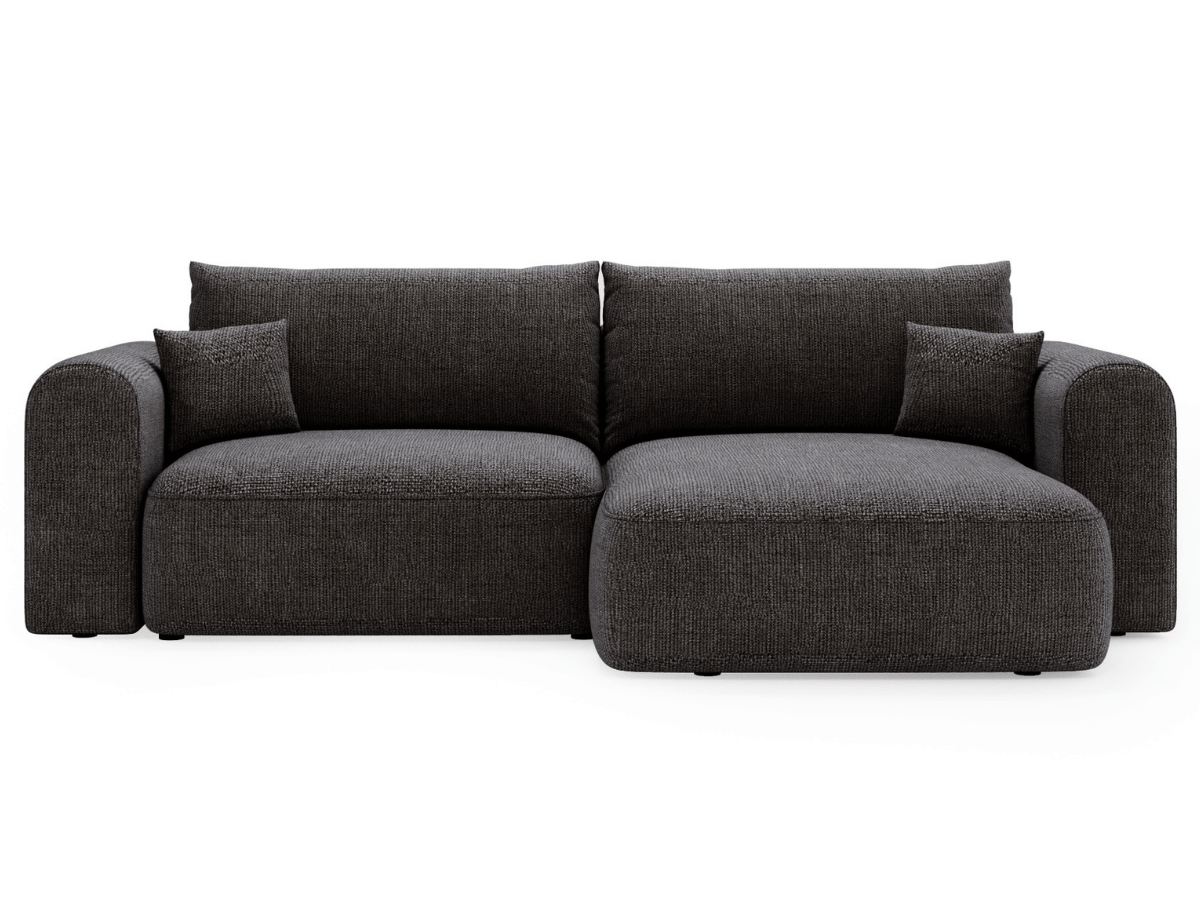 Sofá cama esquinero con chaise longue grande - TROCADERO Tela-gris oscuro