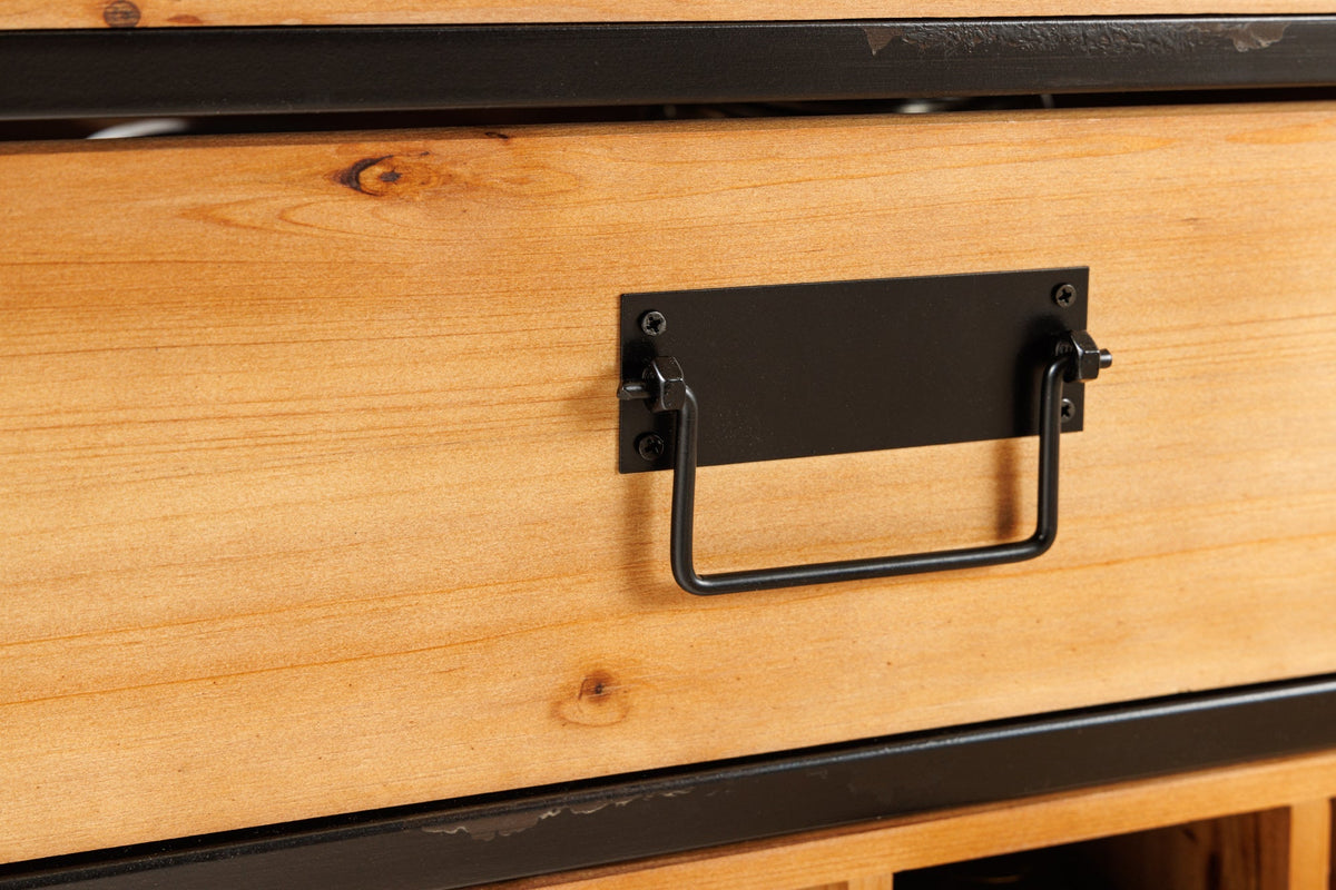 Casier à bouteilles en bois massif SEVENS SEAS 120cm casier à bouteilles en bois de pin naturel noir en métal