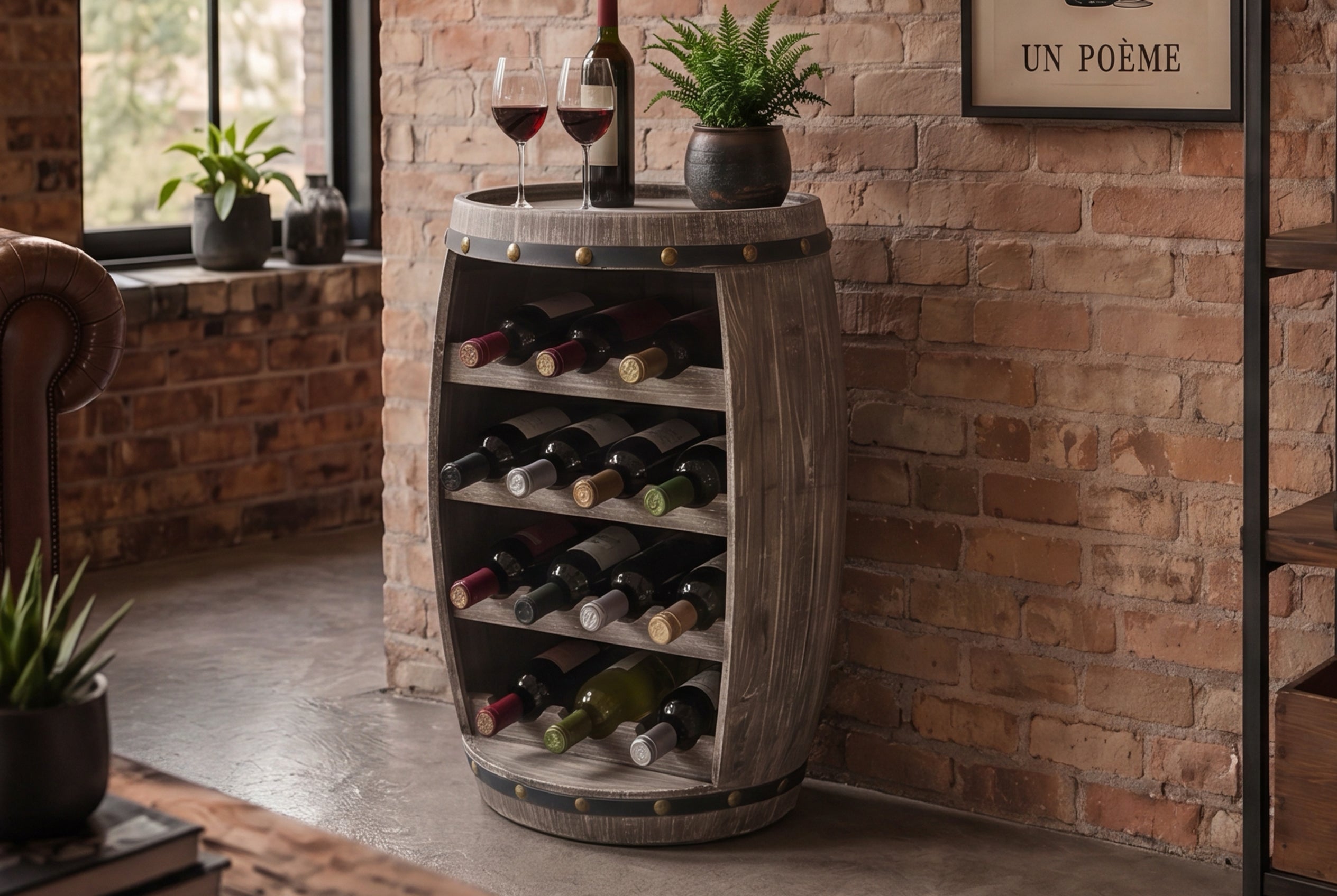 Casier à vin authentique BODEGA 65cm tonneau à vin en pin naturel Shabby Chic