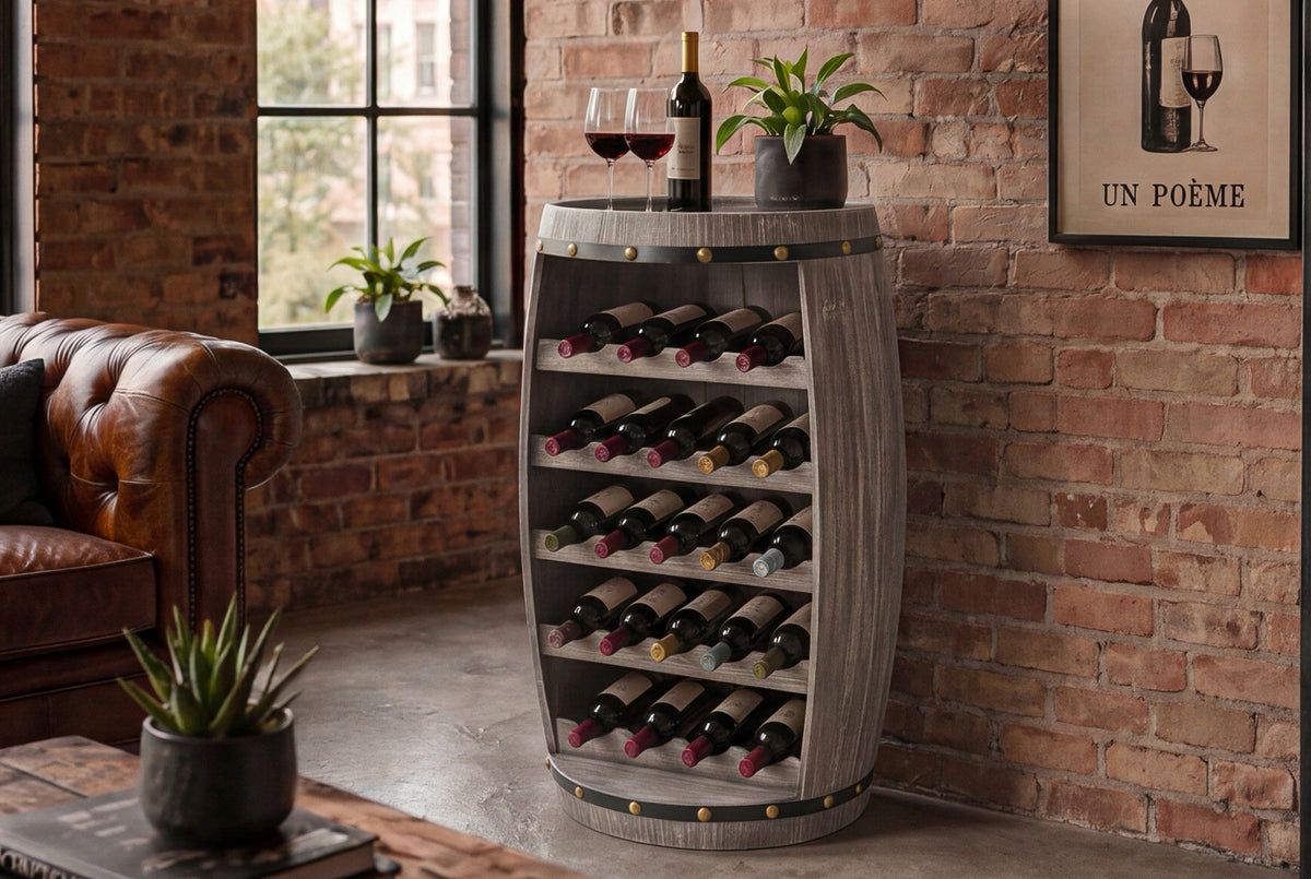 Casier à vin authentique BODEGA 80cm tonneau à vin en pin naturel Shabby Chic
