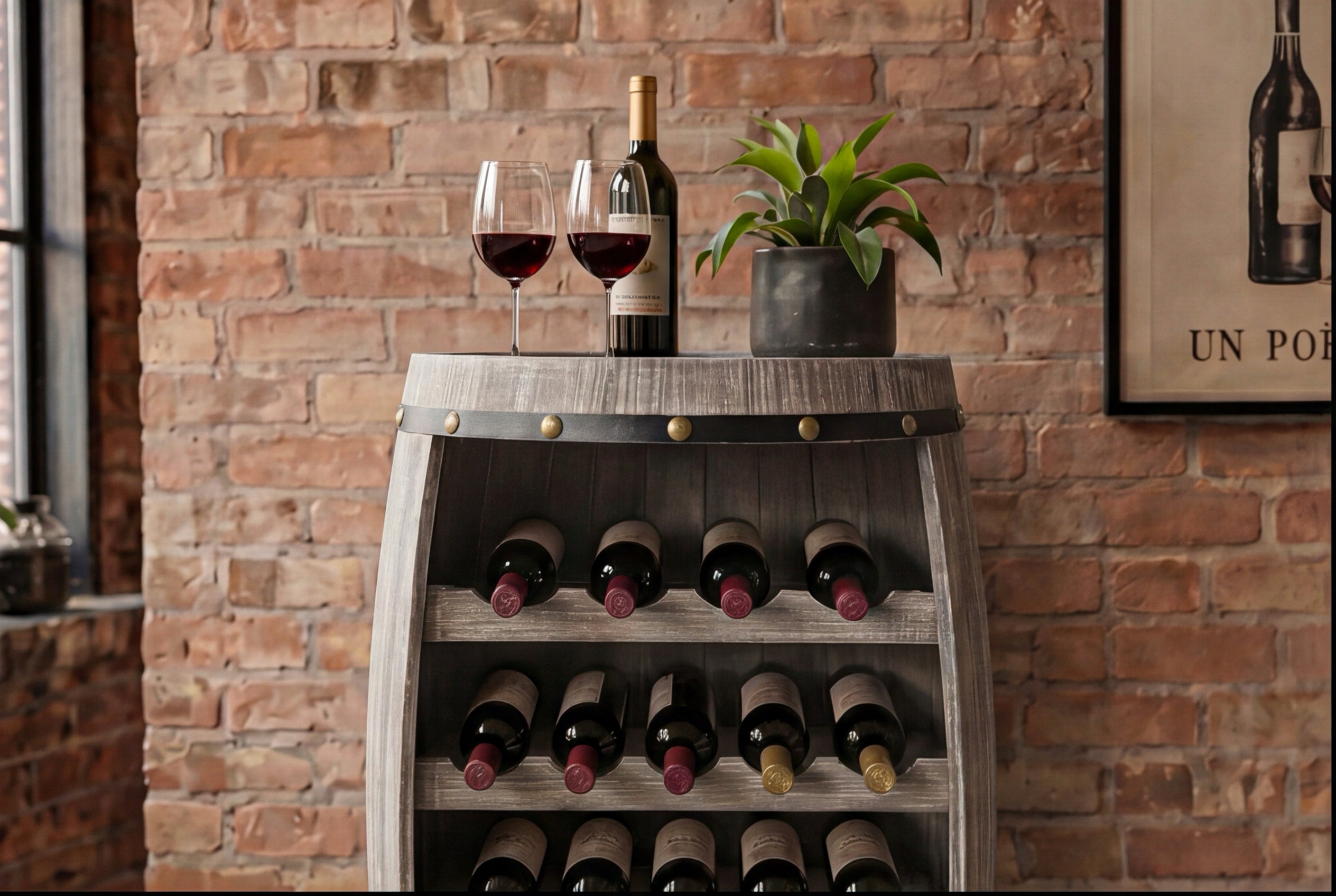 Casier à vin authentique BODEGA 80cm tonneau à vin en pin naturel Shabby Chic