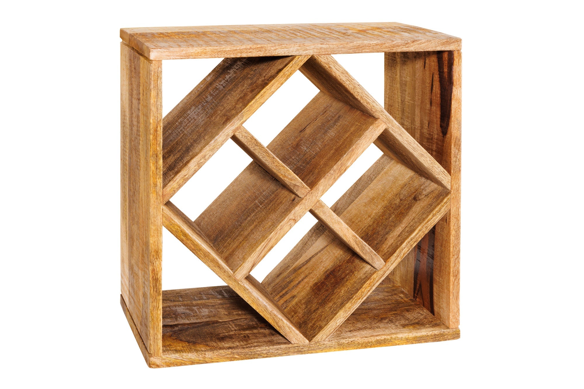 Casier à vin en bois massif CUBUS 40cm Table d’appoint faite main en manguier