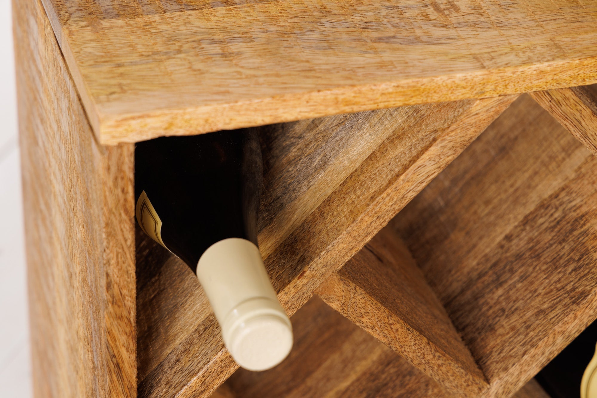 Casier à vin en bois massif CUBUS 40cm Table d’appoint faite main en manguier
