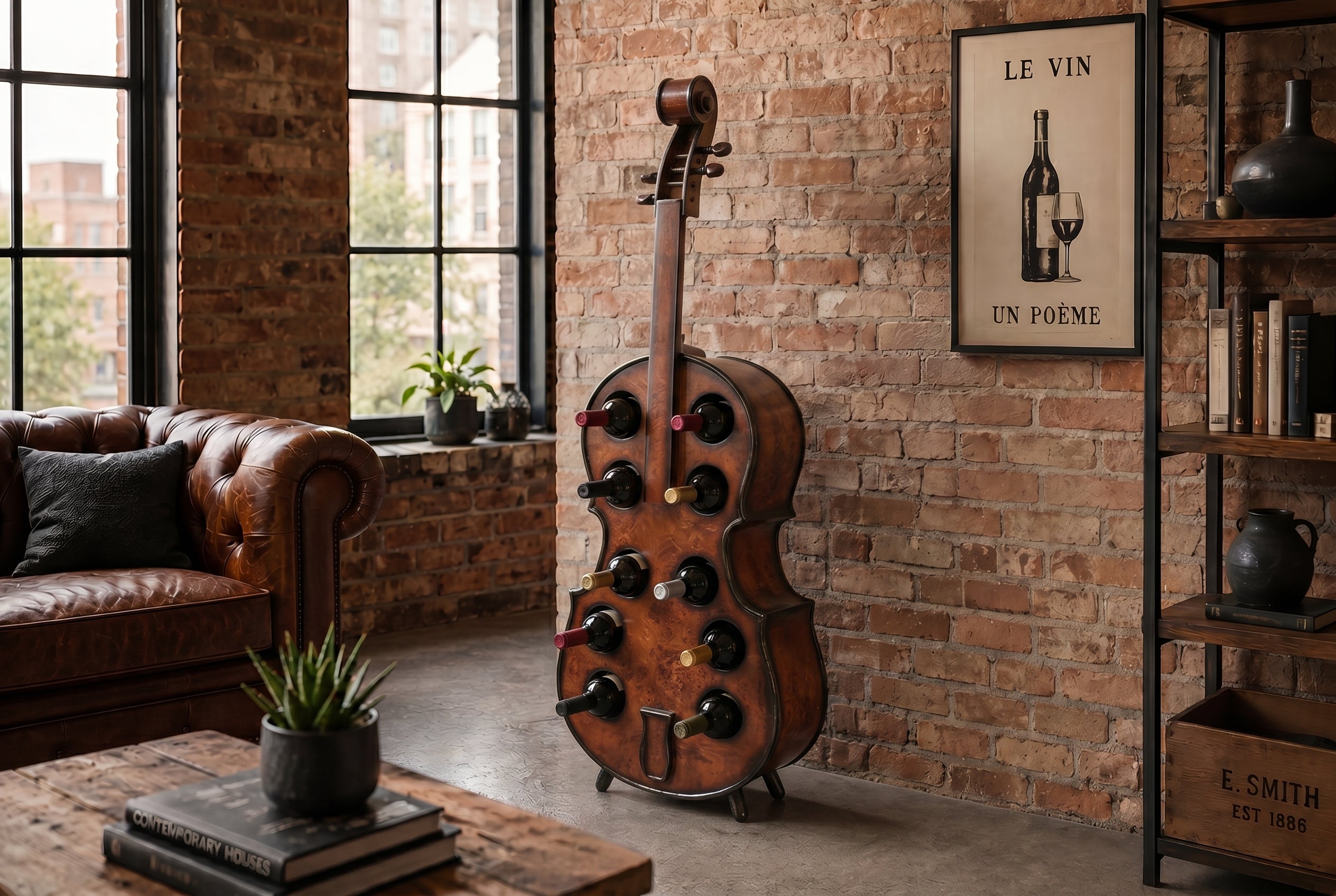 Casier à vin extravagant CELLO 133cm en bois de sapin marron pour 10 bouteilles