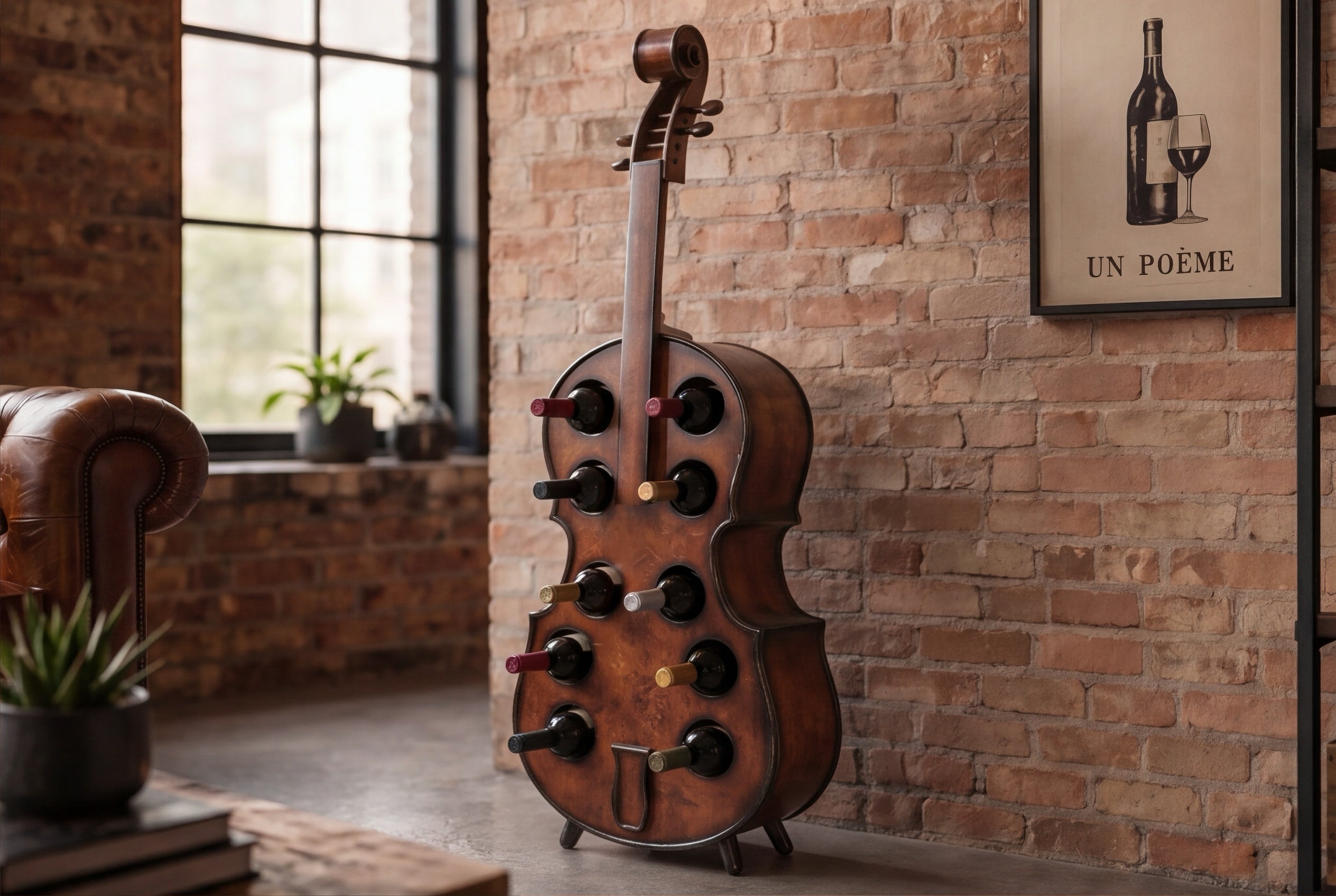 Casier à vin extravagant CELLO 133cm en bois de sapin marron pour 10 bouteilles